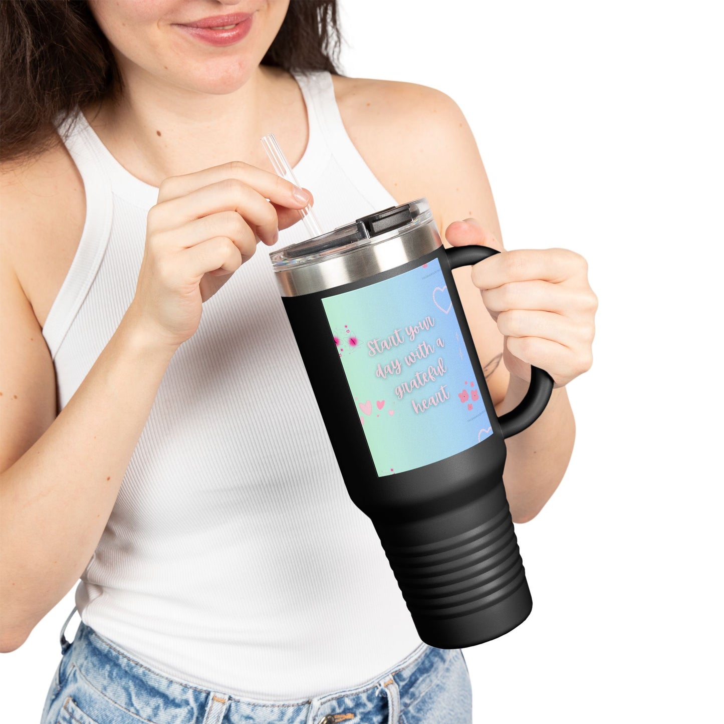 Grateful Heart Insulated Travel Mug - 40oz | Perfect for Daily Coffee and Gifts