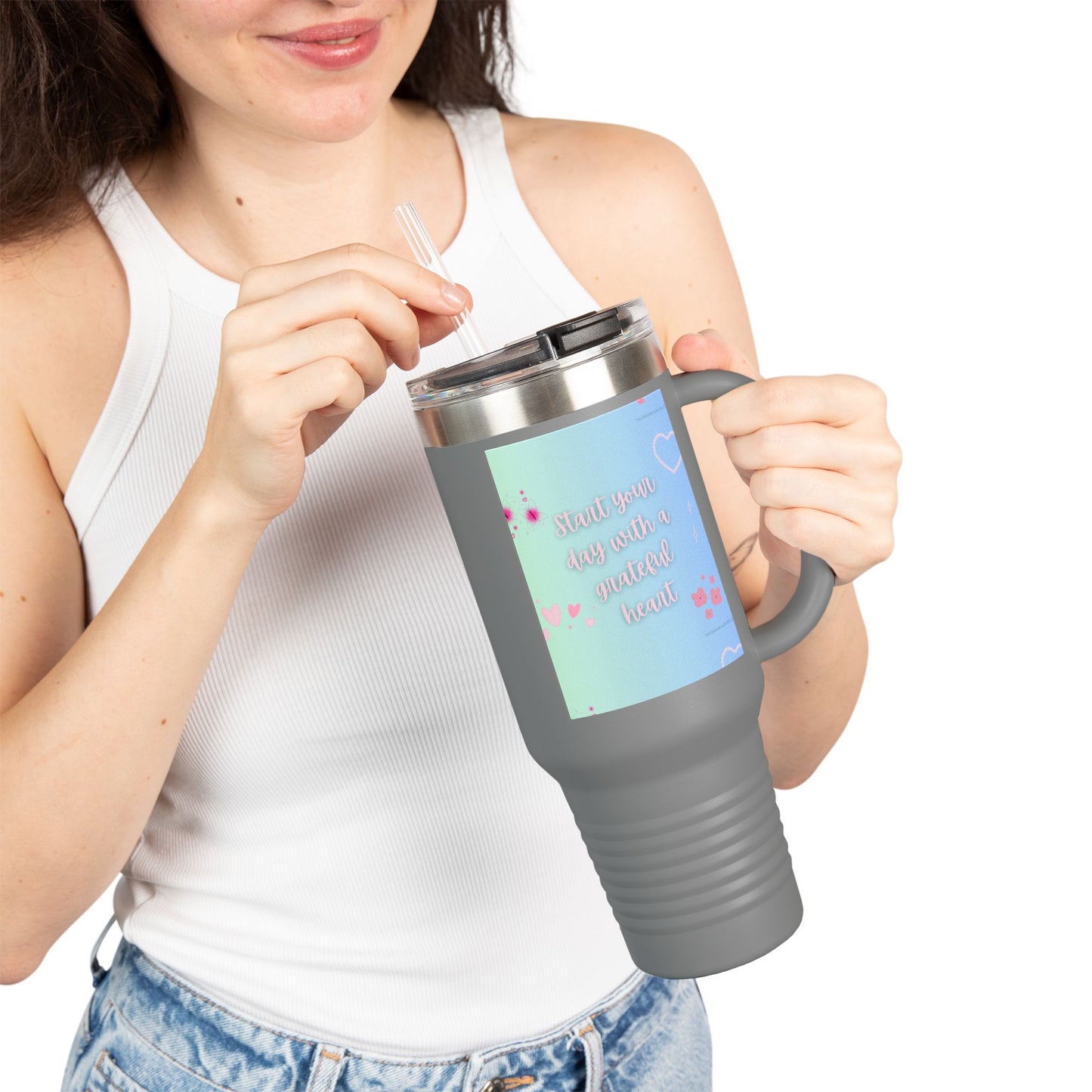 Grateful Heart Insulated Travel Mug - 40oz | Perfect for Daily Coffee and Gifts