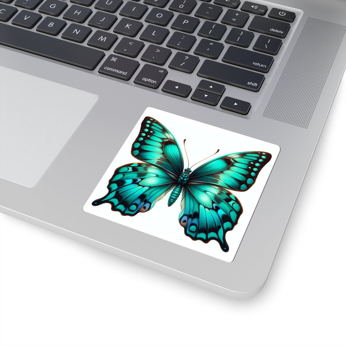 Teal Butterfly Kiss-Cut Stickers - Nature-Inspired Décor for Your Laptop & Water Bottle