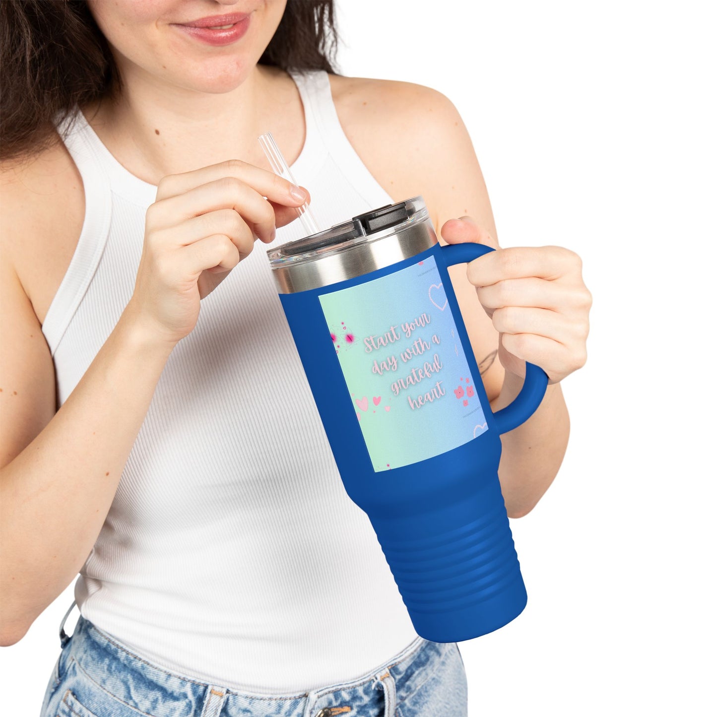Grateful Heart Insulated Travel Mug - 40oz | Perfect for Daily Coffee and Gifts