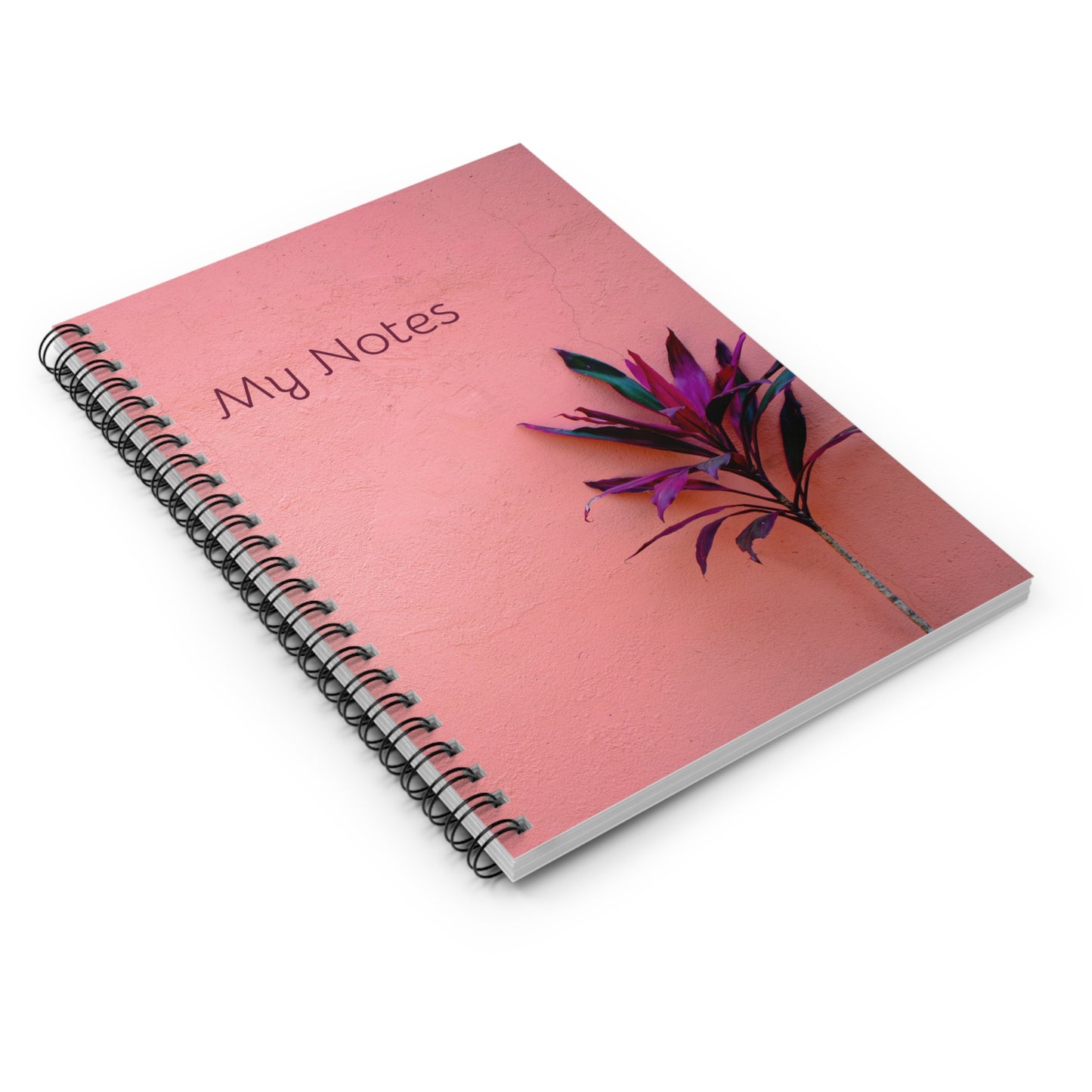 My Notes Spiral Notebook Journal - Stylish Pink Cover with Plant Design for Students & Organizers