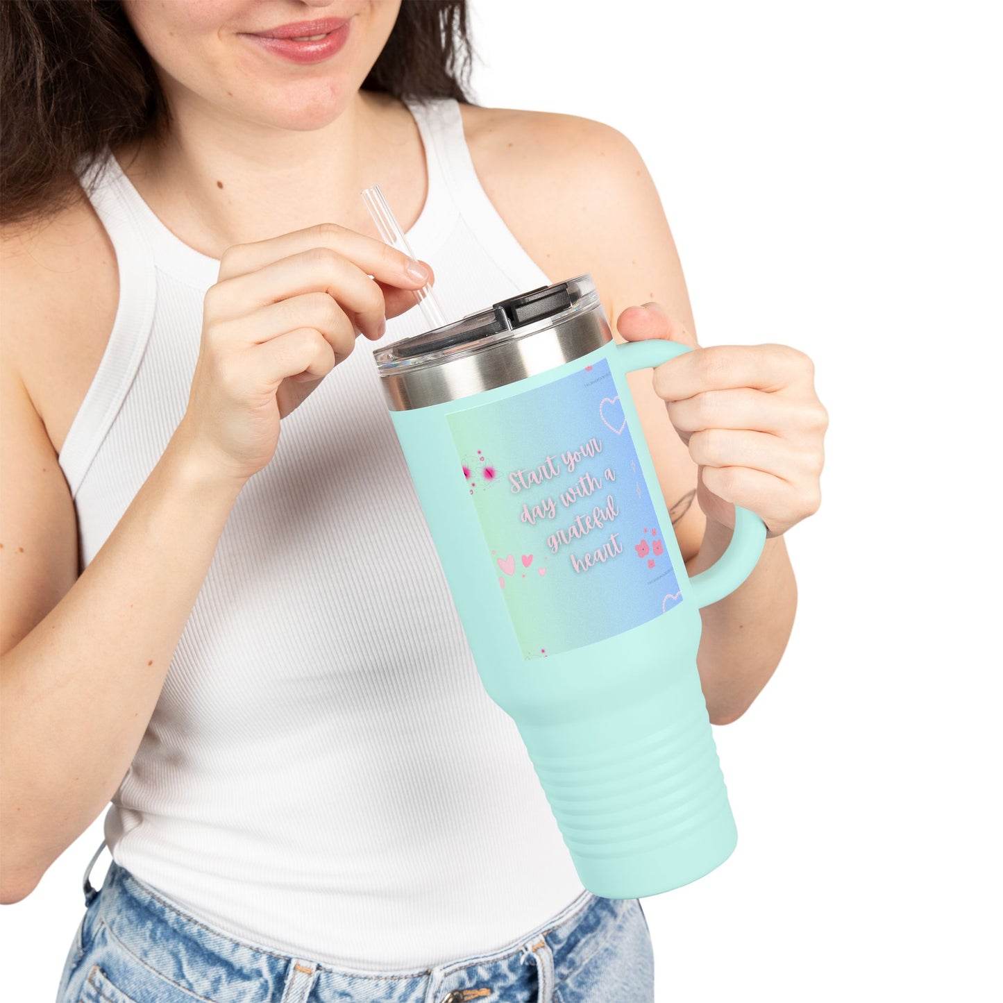 Grateful Heart Insulated Travel Mug - 40oz | Perfect for Daily Coffee and Gifts