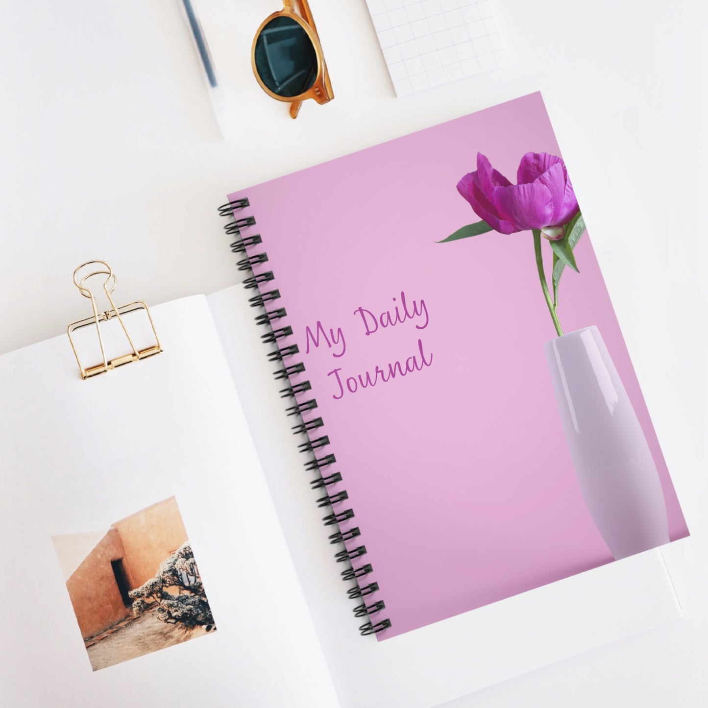 Daily Journal Spiral Notebook - Floral Pink Design for Personal Reflection and Inspiration