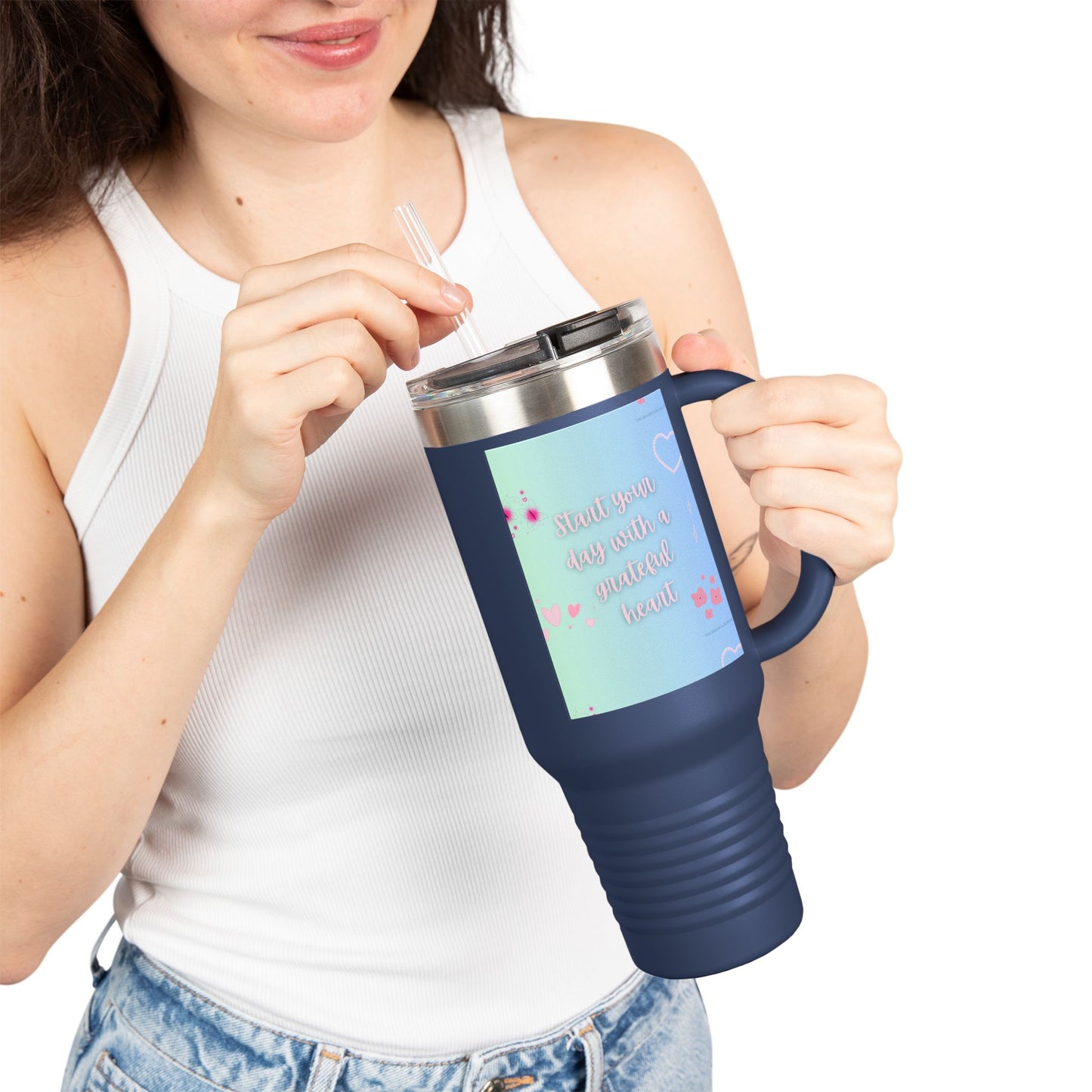 Grateful Heart Insulated Travel Mug - 40oz | Perfect for Daily Coffee and Gifts