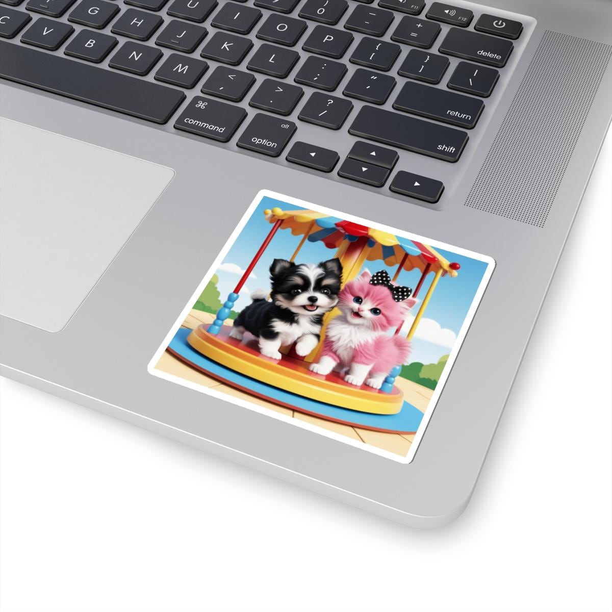 Adorable Fun Puppy and Kitten Decals - Animal Carousel Kiss-Cut Stickers, Water Bottles, Scrapbooking