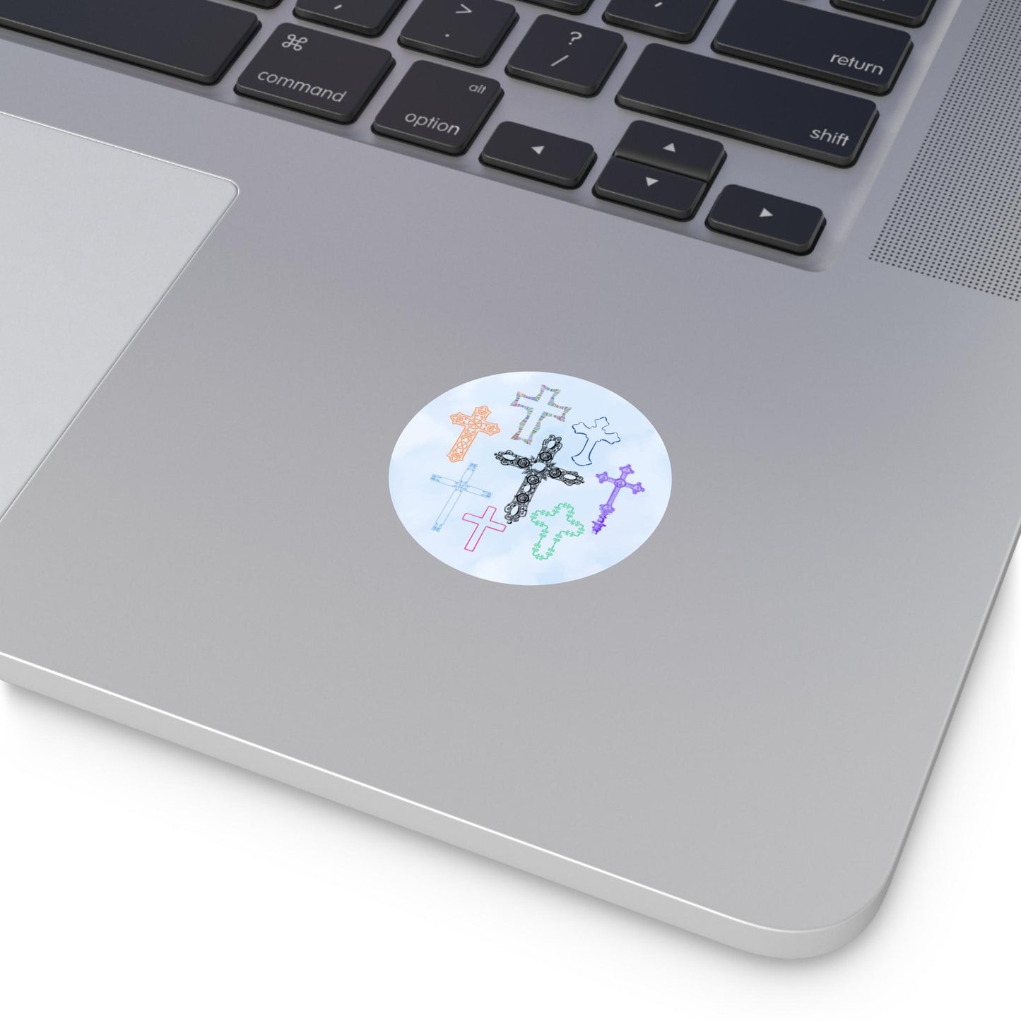 Colorful Crosses Round Vinyl Stickers - Faith-Based Decor, Religious Gifts, Christian Stickers, Spiritual and Inspirational Sticker Set