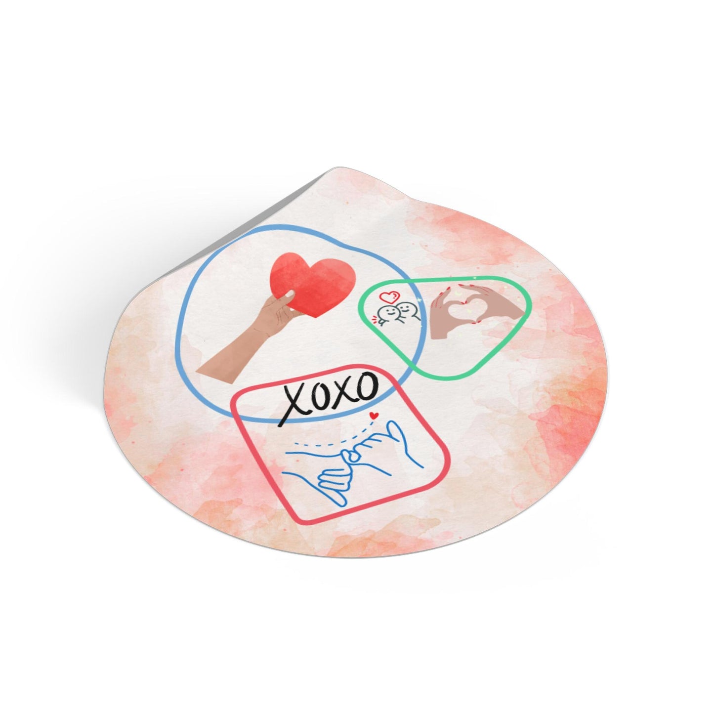 Love XOXO Vinyl Stickers, Romantic Valentine's Day Decor, Heart Decals, Couple Communication Art, Cute Sticker Set, Adhesive Labels