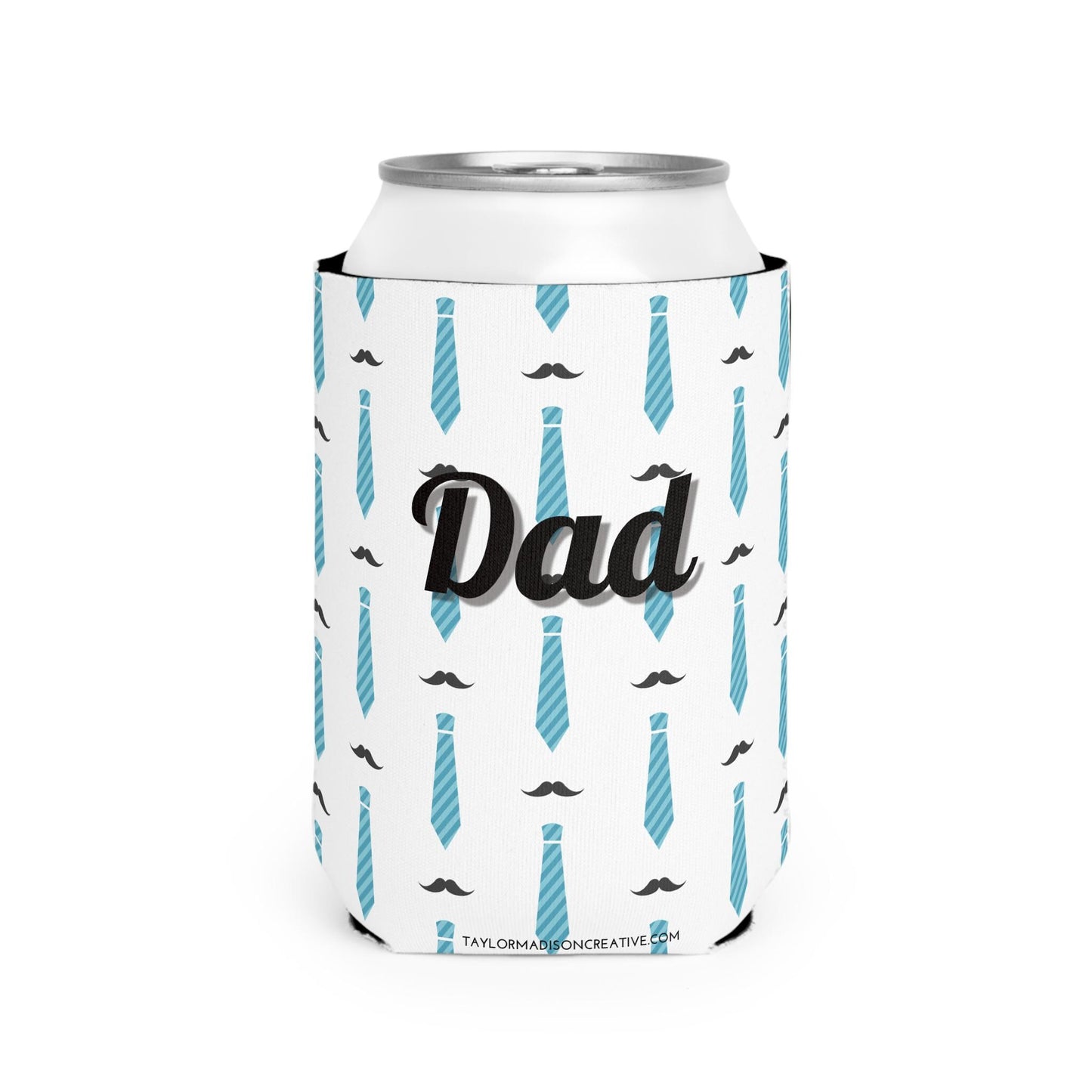 Dad Blue Tie Can Cooler Sleeve, Father's Day Gift, Personalized Beverage Holder