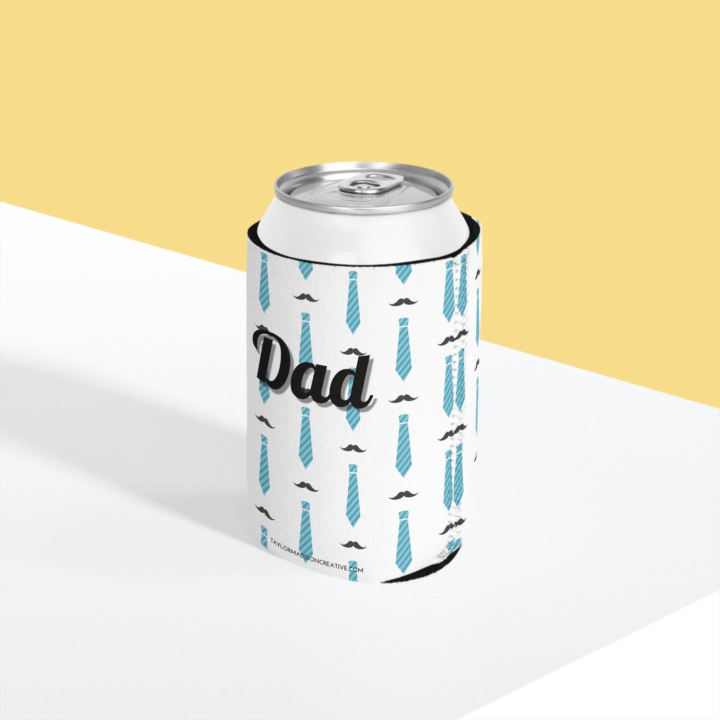 Dad Blue Tie Can Cooler Sleeve, Father's Day Gift, Personalized Beverage Holder