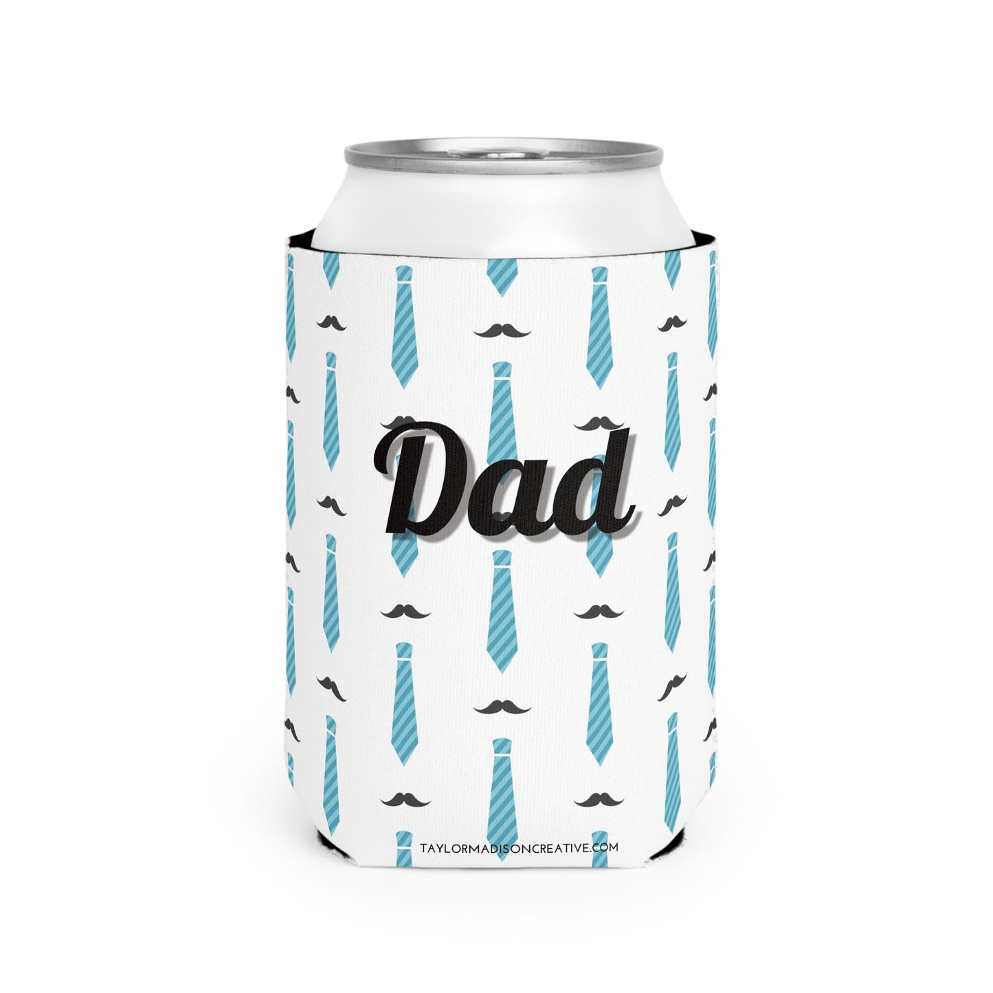 Dad Blue Tie Can Cooler Sleeve, Father's Day Gift, Personalized Beverage Holder