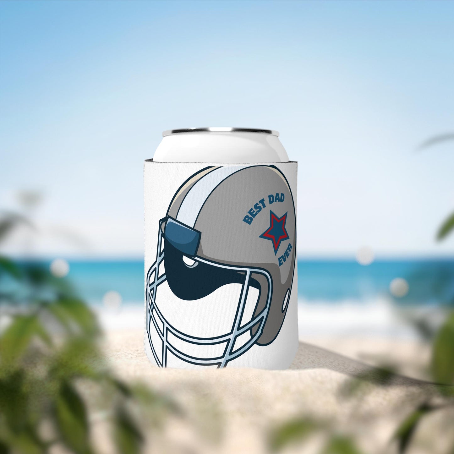 Football Can Cooler Sleeve, Best Dad Ever, Father's Day Gift, Sports Party Accessory, Dad's Day Drink Holder, Tailgate Essential, Gift for