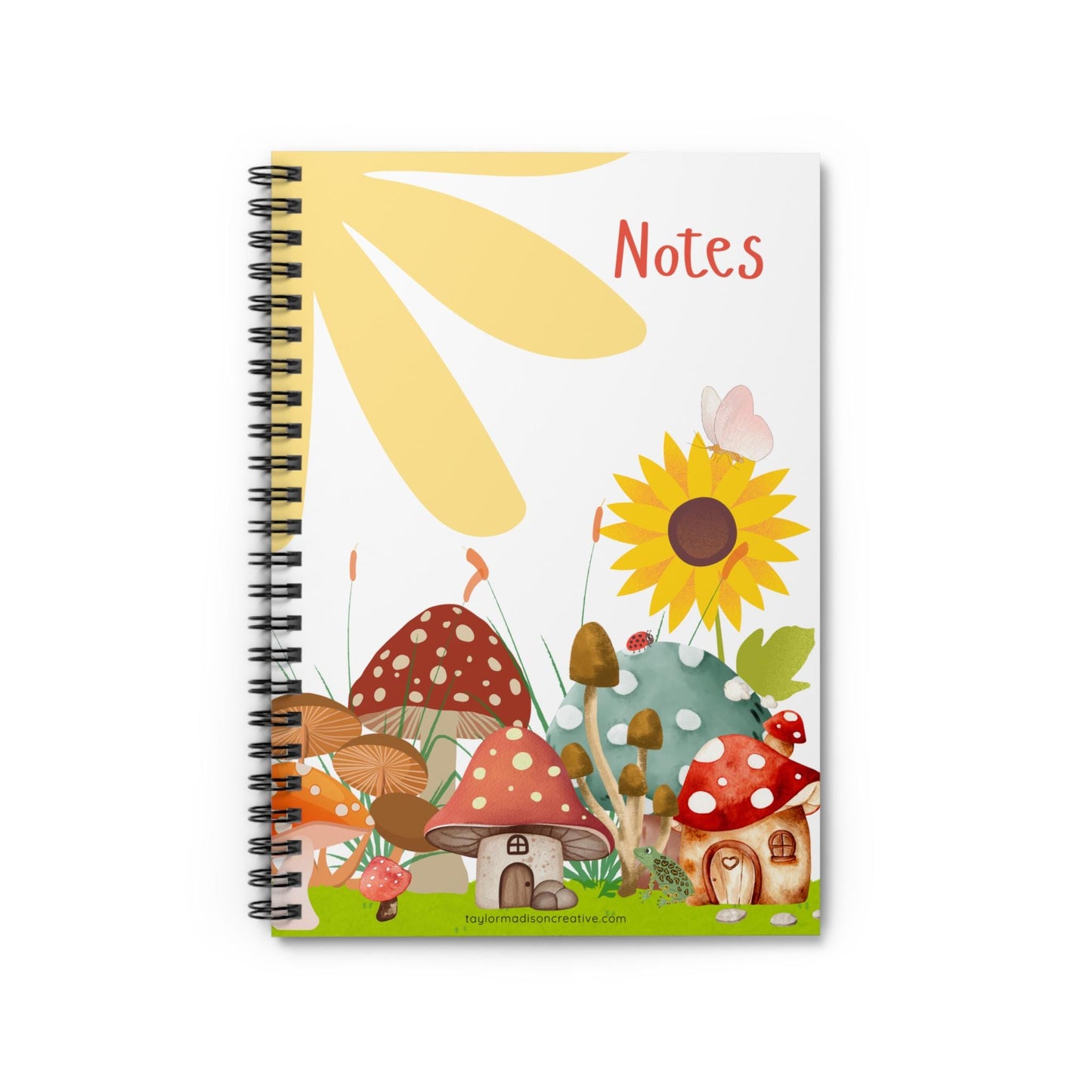Mushroom Village Notebook, Cute Journal for Kids, Ruled Line Spiral Notebook, Note Taking, Gift for Students, Back to School Supplies