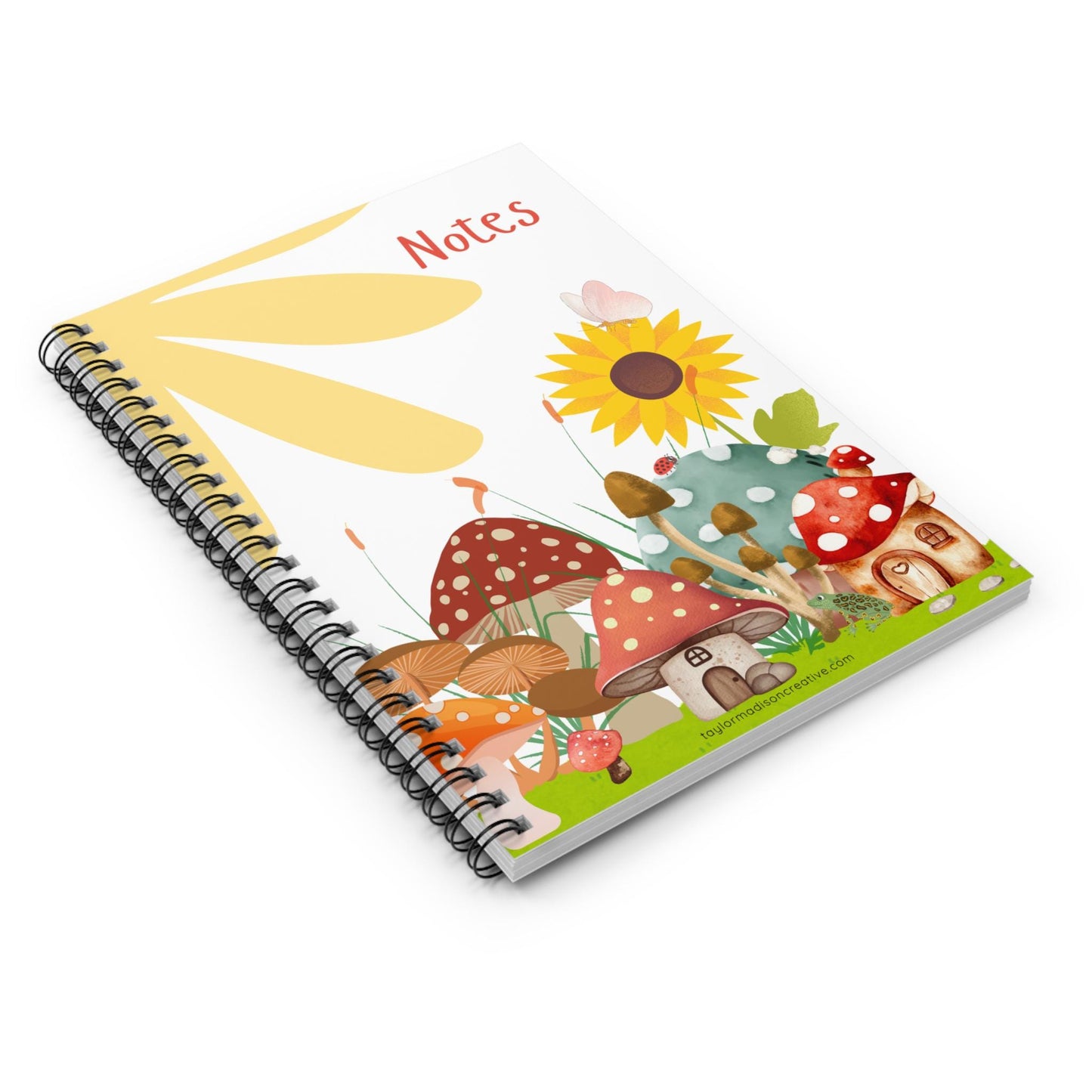 Mushroom Village Notebook, Cute Journal for Kids, Ruled Line Spiral Notebook, Note Taking, Gift for Students, Back to School Supplies