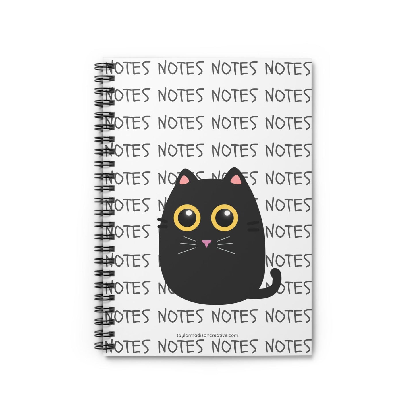 Black Cat Notebook - Ruled Line Spiral Journal, Back to School Supplies, Cat Lover Gift, Cute Stationery Set, Note-taking Diary
