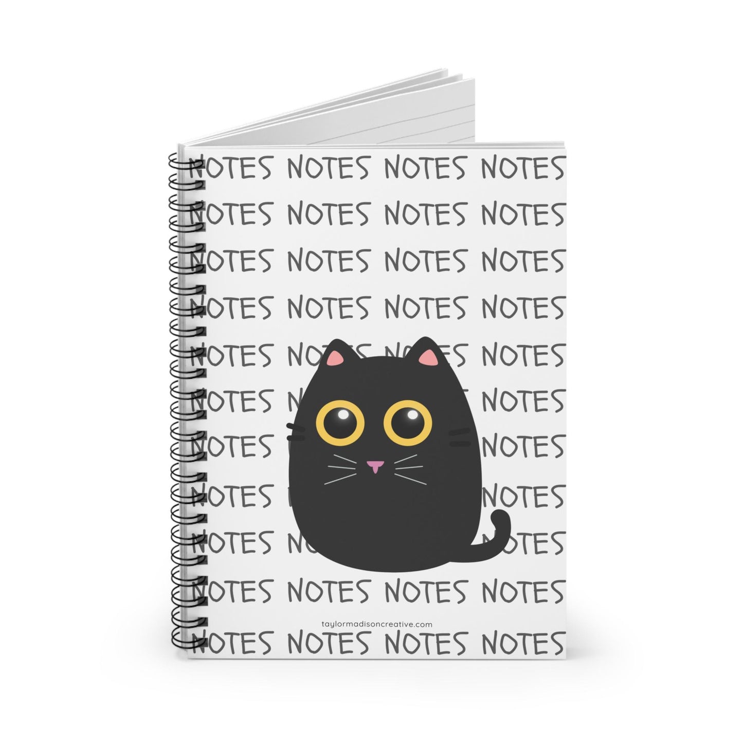 Black Cat Notebook - Ruled Line Spiral Journal, Back to School Supplies, Cat Lover Gift, Cute Stationery Set, Note-taking Diary