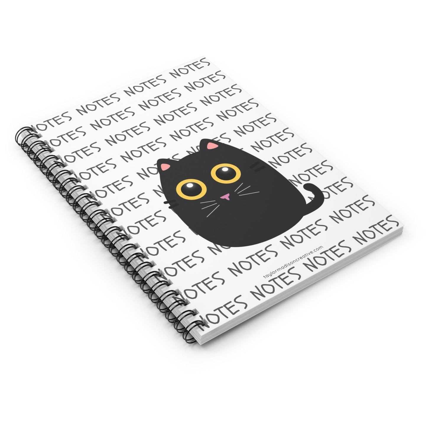 Black Cat Notebook - Ruled Line Spiral Journal, Back to School Supplies, Cat Lover Gift, Cute Stationery Set, Note-taking Diary