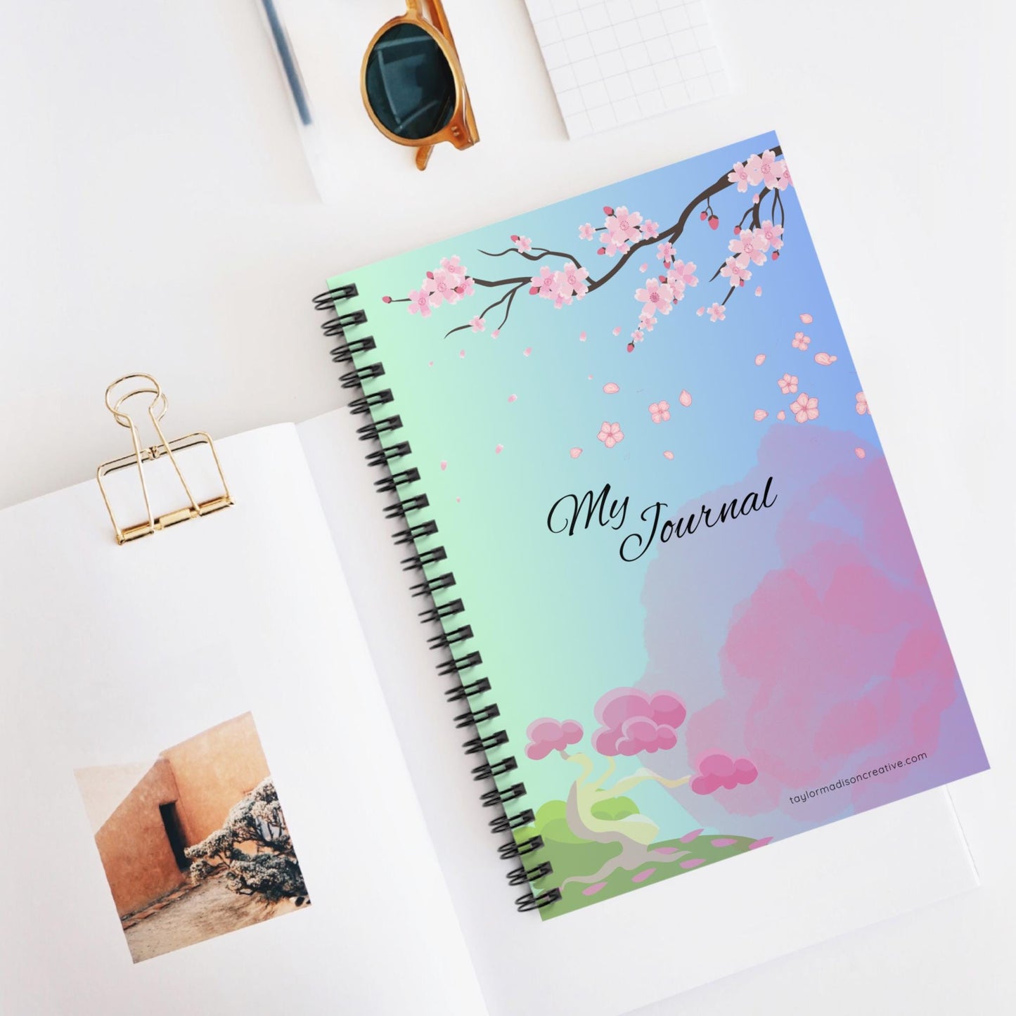 Cherry Blossom Spiral Notebook - Ruled Line and Perfect for Journaling, Gifts, Girls' Night, Creative Writing, School Supplies