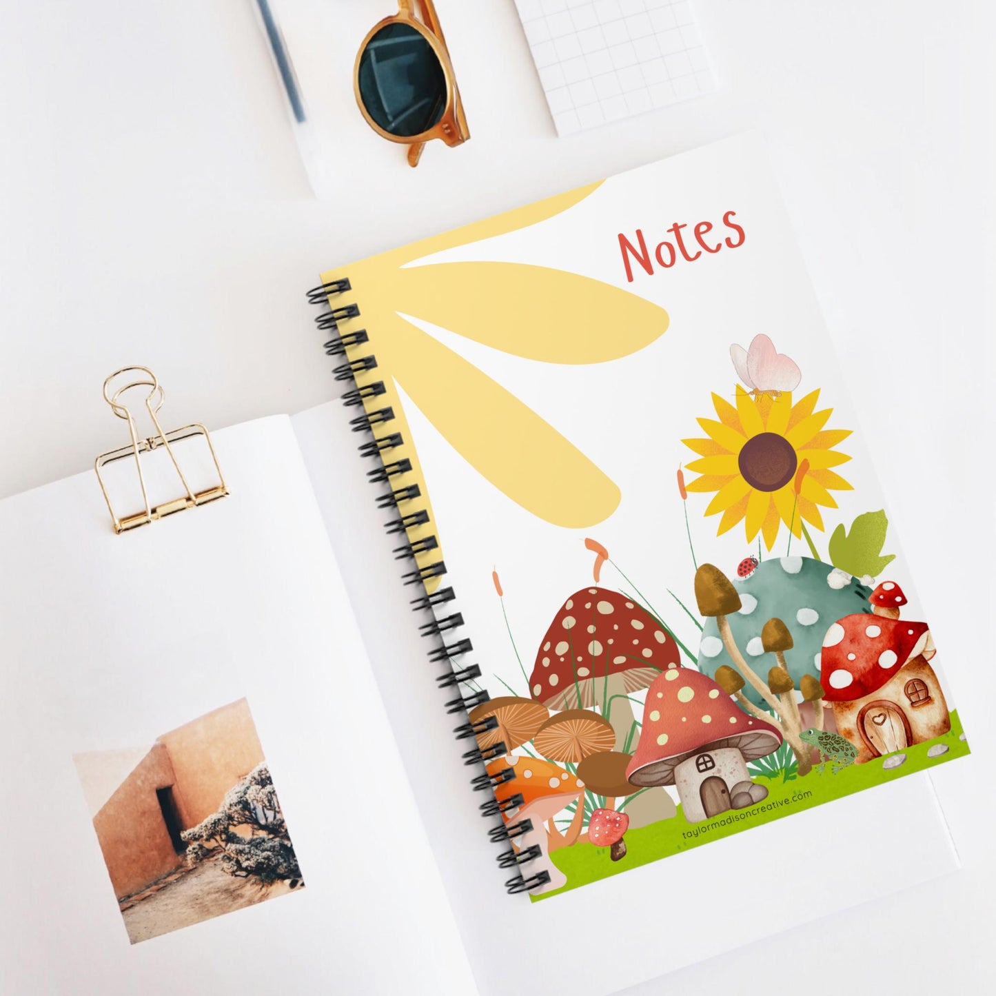 Mushroom Village Notebook, Cute Journal for Kids, Ruled Line Spiral Notebook, Note Taking, Gift for Students, Back to School Supplies