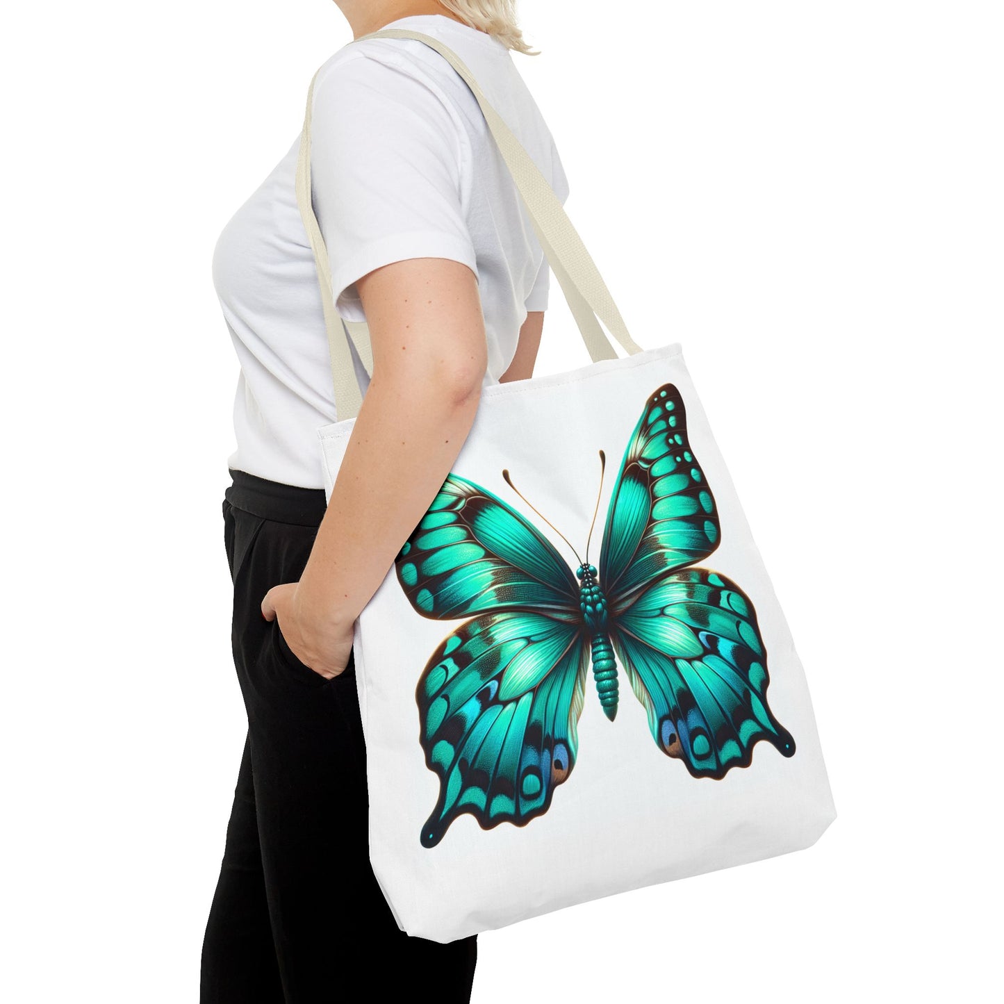 Teal Butterfly Tote Bag - Vibrant Teal Flair for Butterfly or Nature Lovers