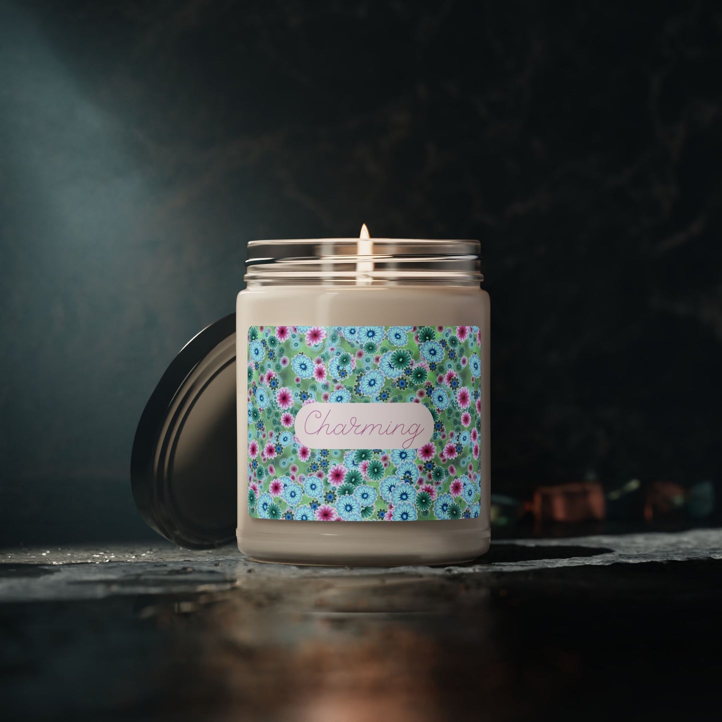 Charming Scented Soy Candle (Choose your scent)- 9oz Pretty Floral Print for Home Decor & Gifting