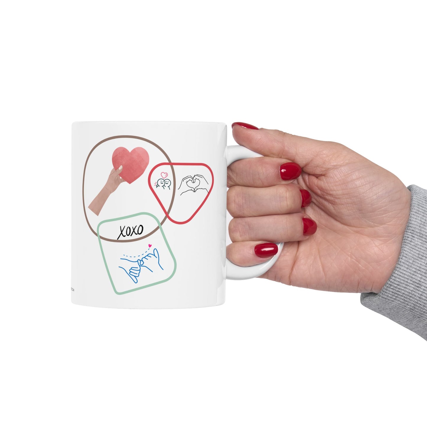 Ceramic XOXO Mug Coffee Tea Cup for Valentine's Day - 11oz