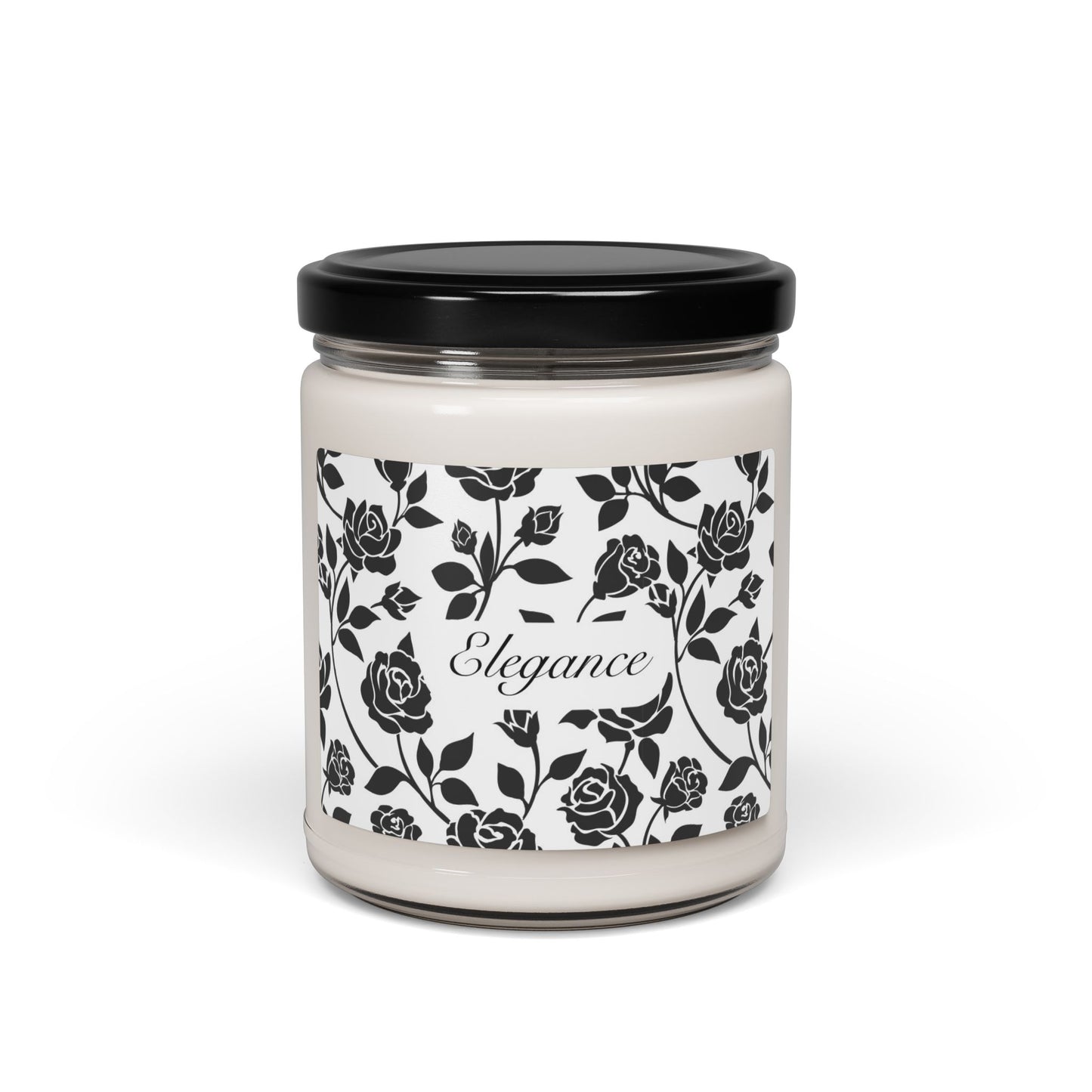 Elegance Scented Soy Candle (Choose your scent) – Black & White Floral Decor Aromatherapy for Home