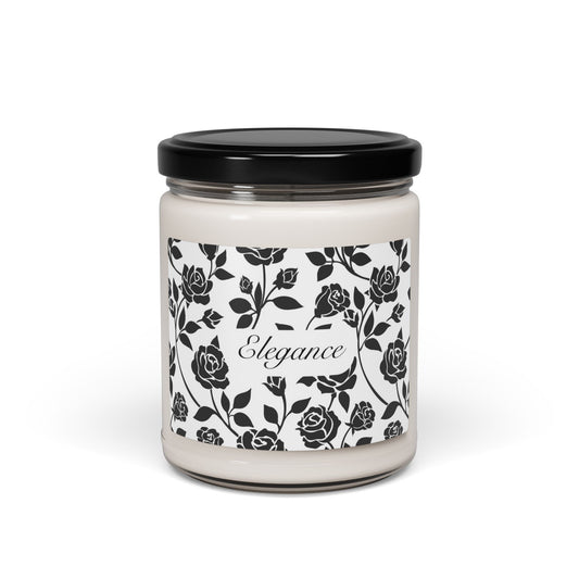 Elegance Scented Soy Candle (Choose your scent) – Black & White Floral Decor Aromatherapy for Home