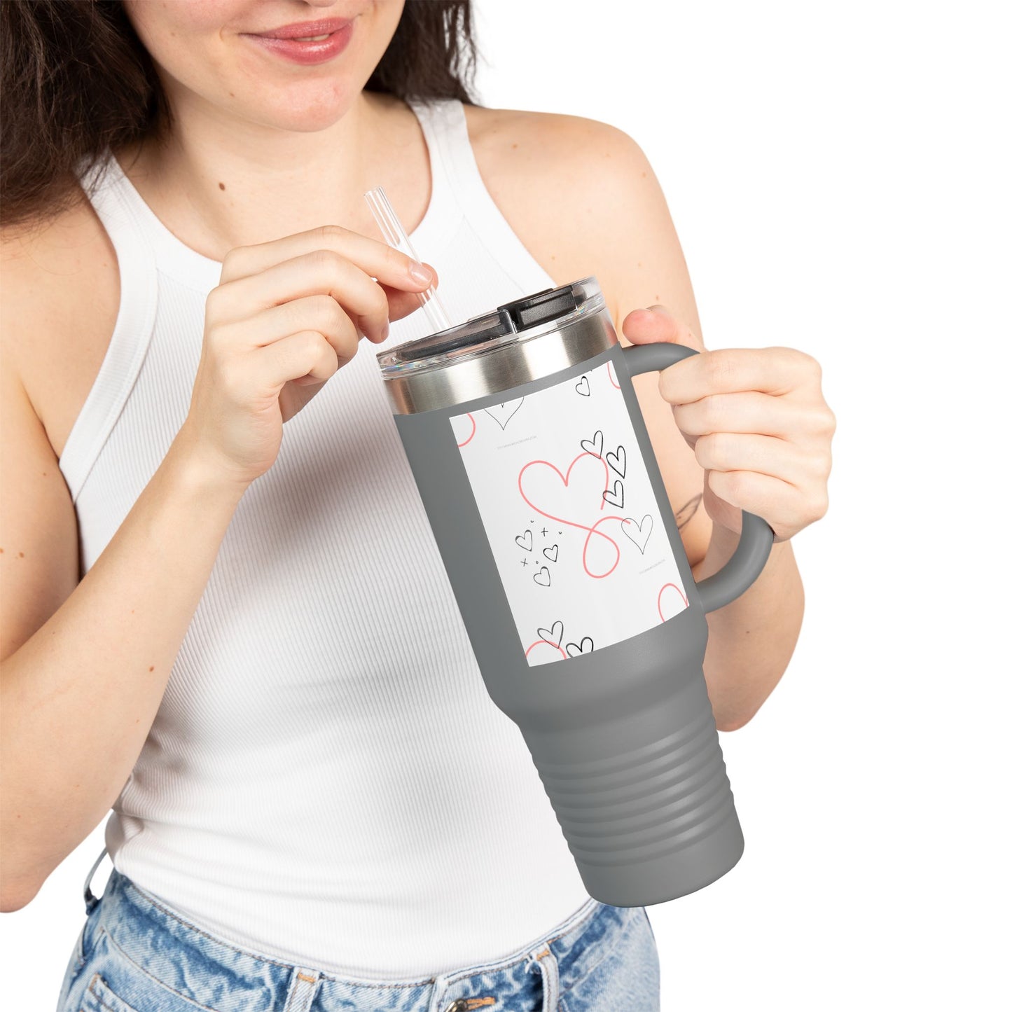 Heartfelt Insulated Travel Mug - 40oz Love Design for Coffee & Tea Enthusiasts