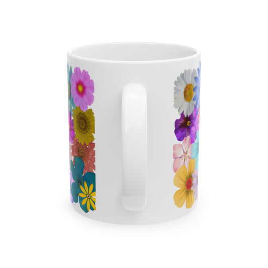 Floral Ceramic Mug - Colorful Flower Design - Perfect Gift for Garden Lovers
