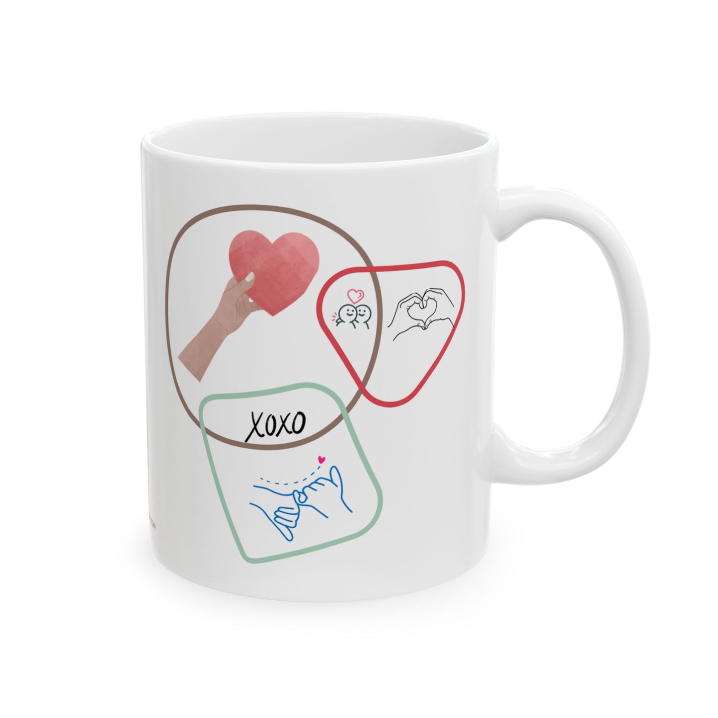 Ceramic XOXO Mug Coffee Tea Cup for Valentine's Day - 11oz