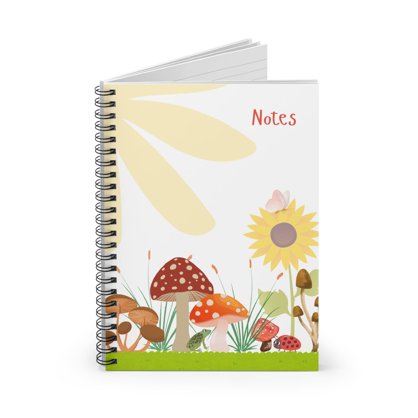 Whimsical Flower and Mushroom Spiral Notebook Journal - Perfect for Notes, Nature Lovers, & Back to School