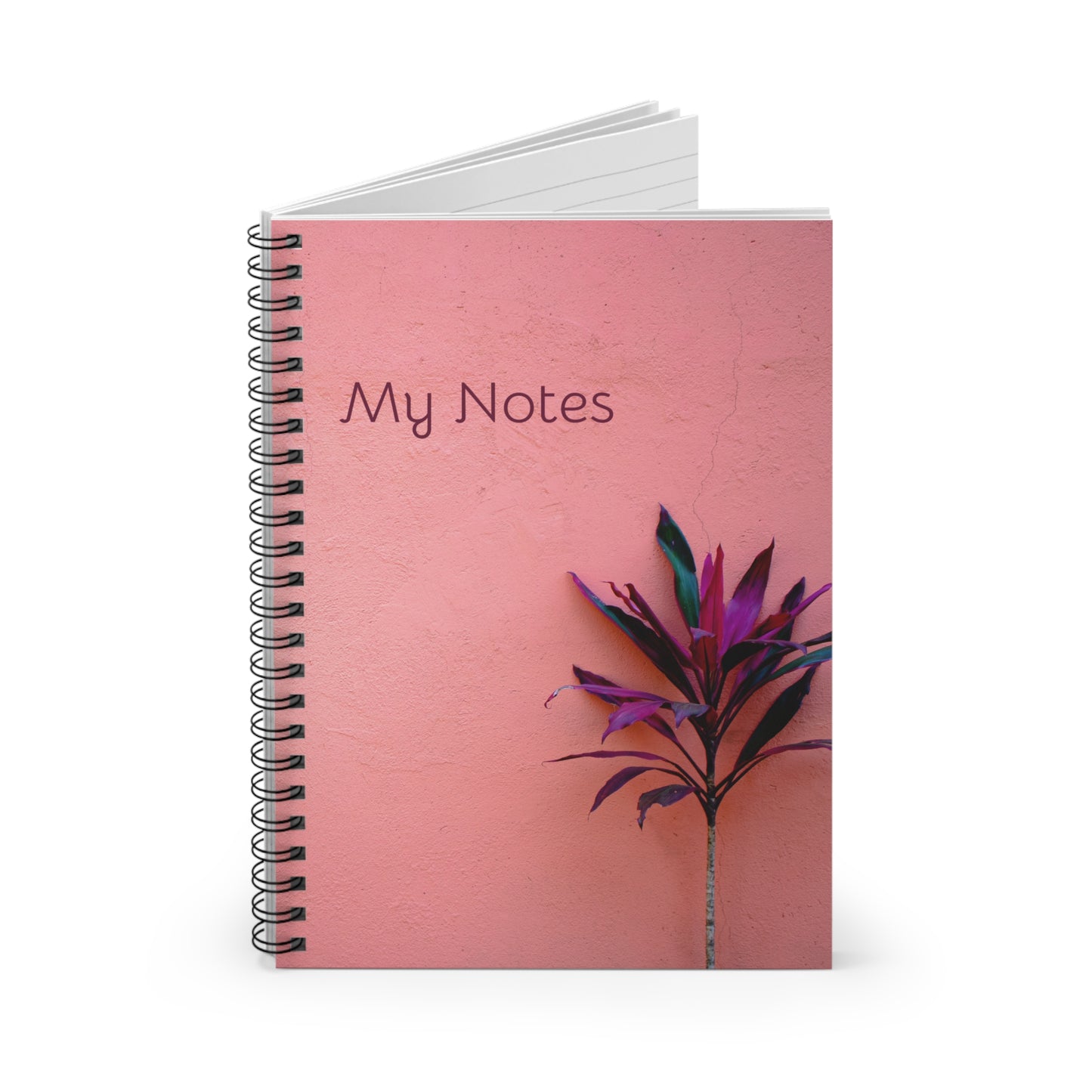 My Notes Spiral Notebook Journal - Stylish Pink Cover with Plant Design for Students & Organizers