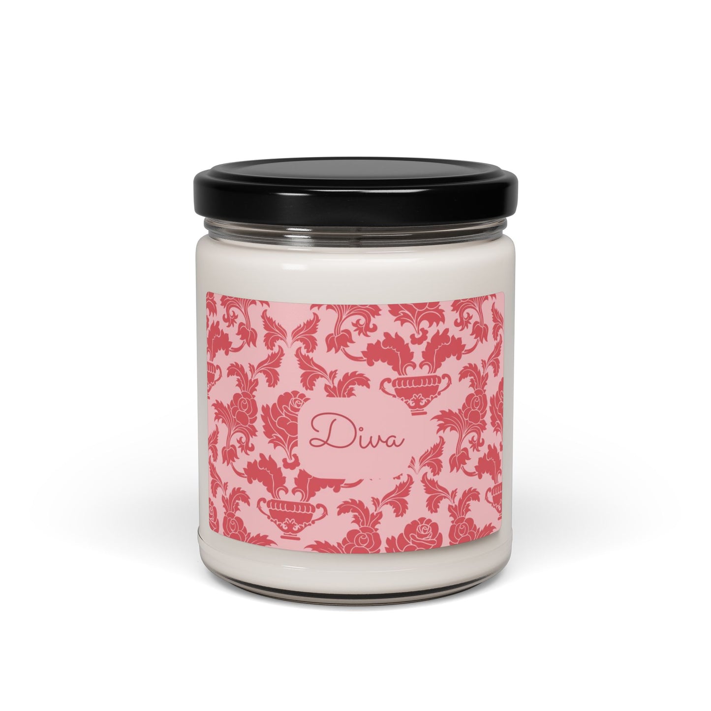 Diva Scented Soy Candle (Choose your scent) - 9oz | Luxurious Pink Floral Deco for Home Decor & Gifts