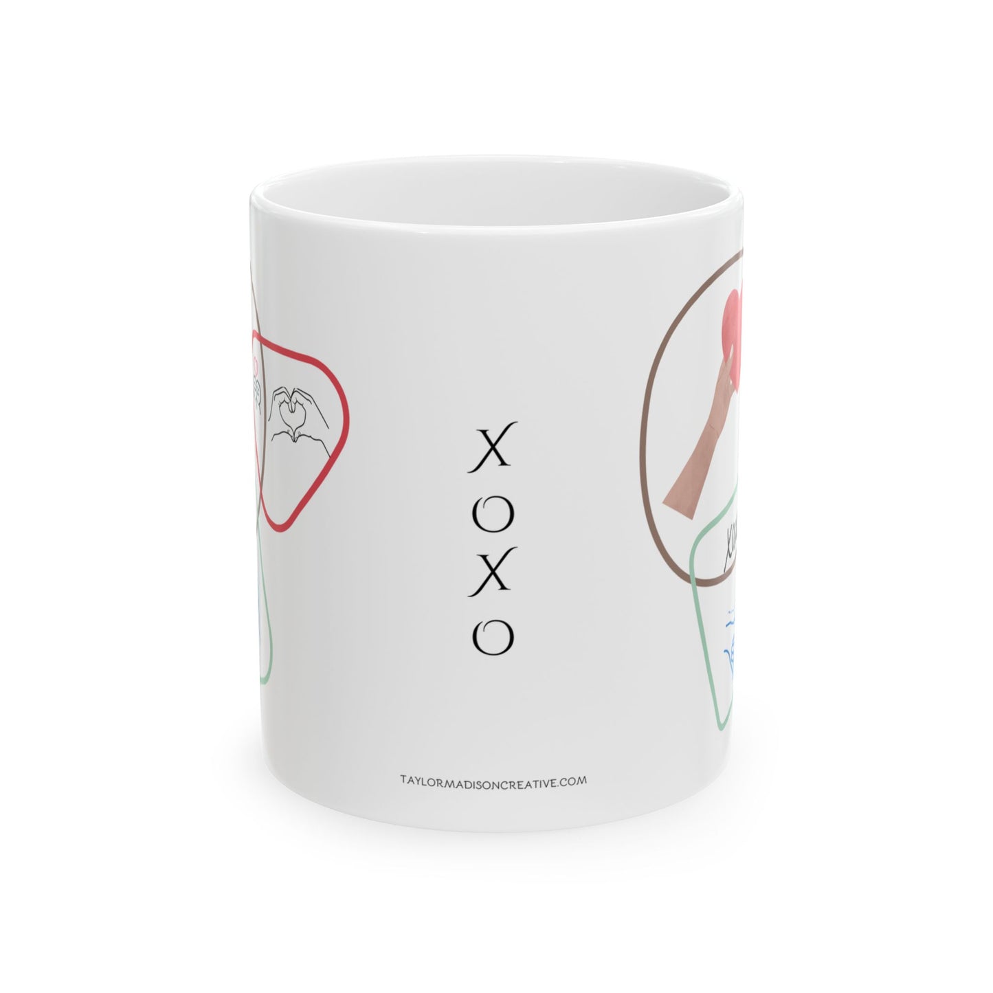 Ceramic XOXO Mug Coffee Tea Cup for Valentine's Day - 11oz