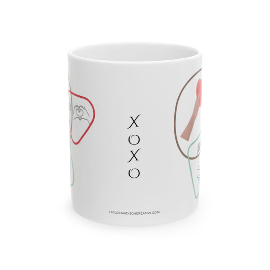 Ceramic XOXO Mug Coffee Tea Cup for Valentine's Day - 11oz