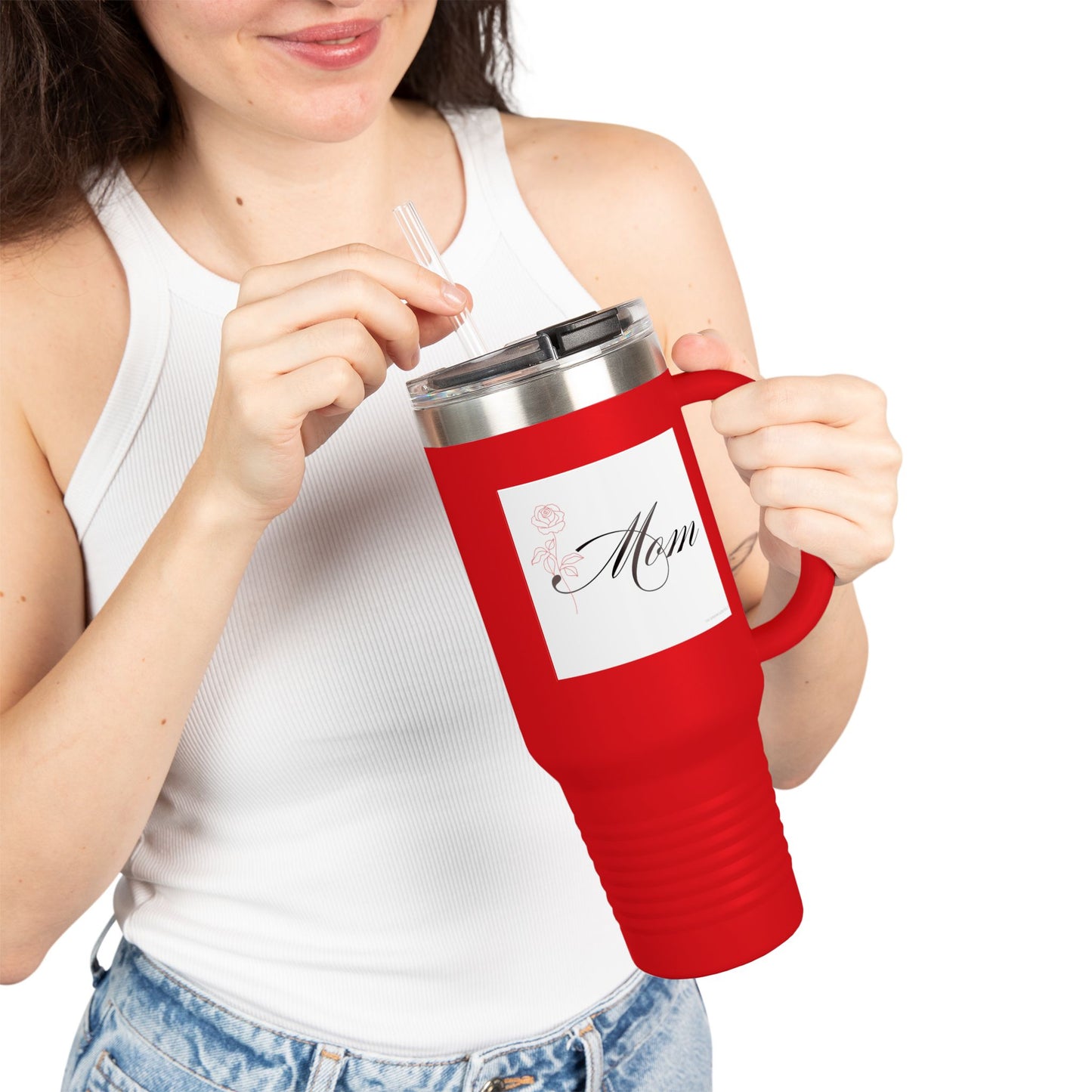 Mom/Rose Insulated Travel Mug for Mom - 40oz Stylish Drinkware