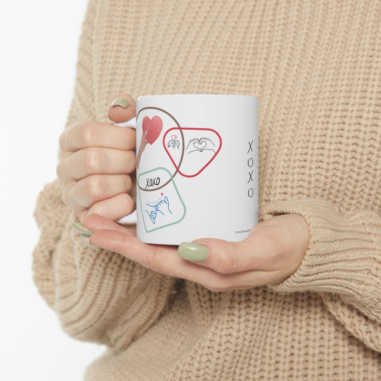Ceramic XOXO Mug Coffee Tea Cup for Valentine's Day - 11oz