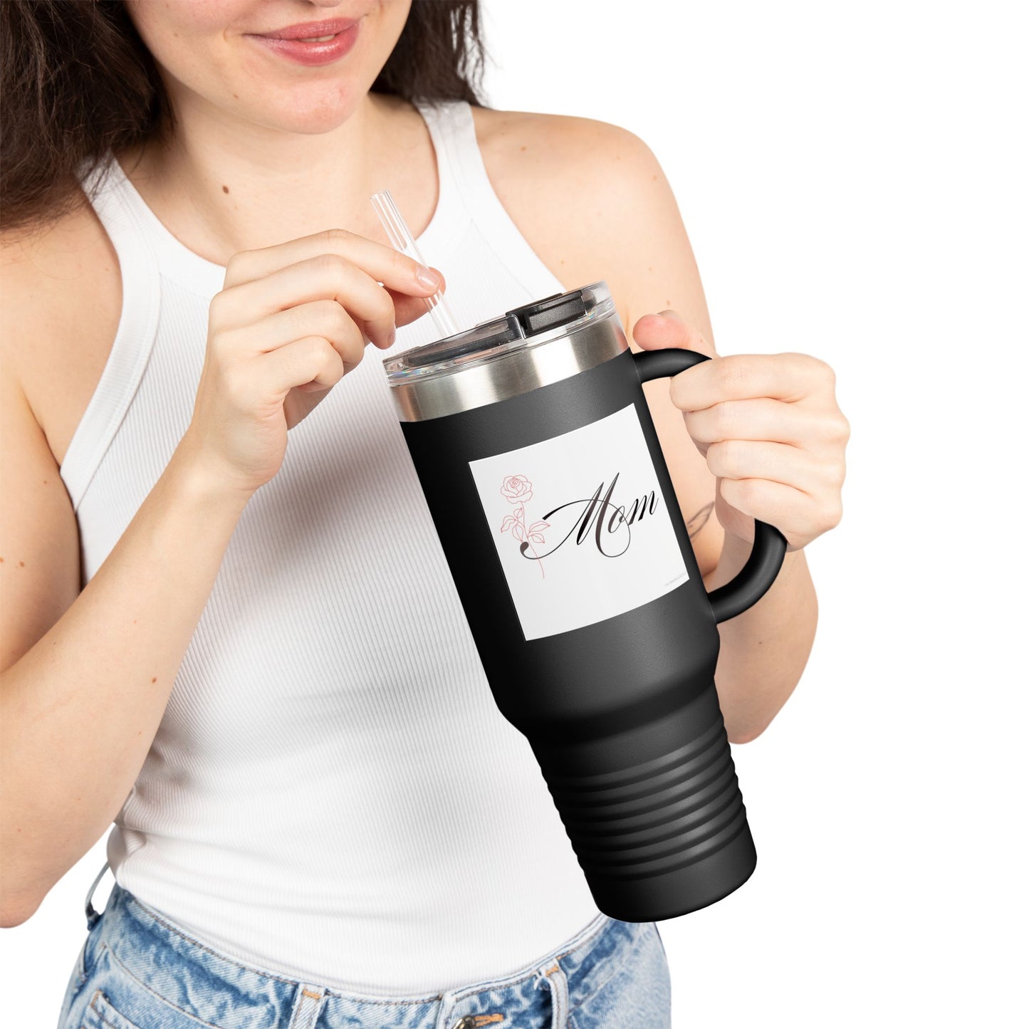 Mom/Rose Insulated Travel Mug for Mom - 40oz Stylish Drinkware