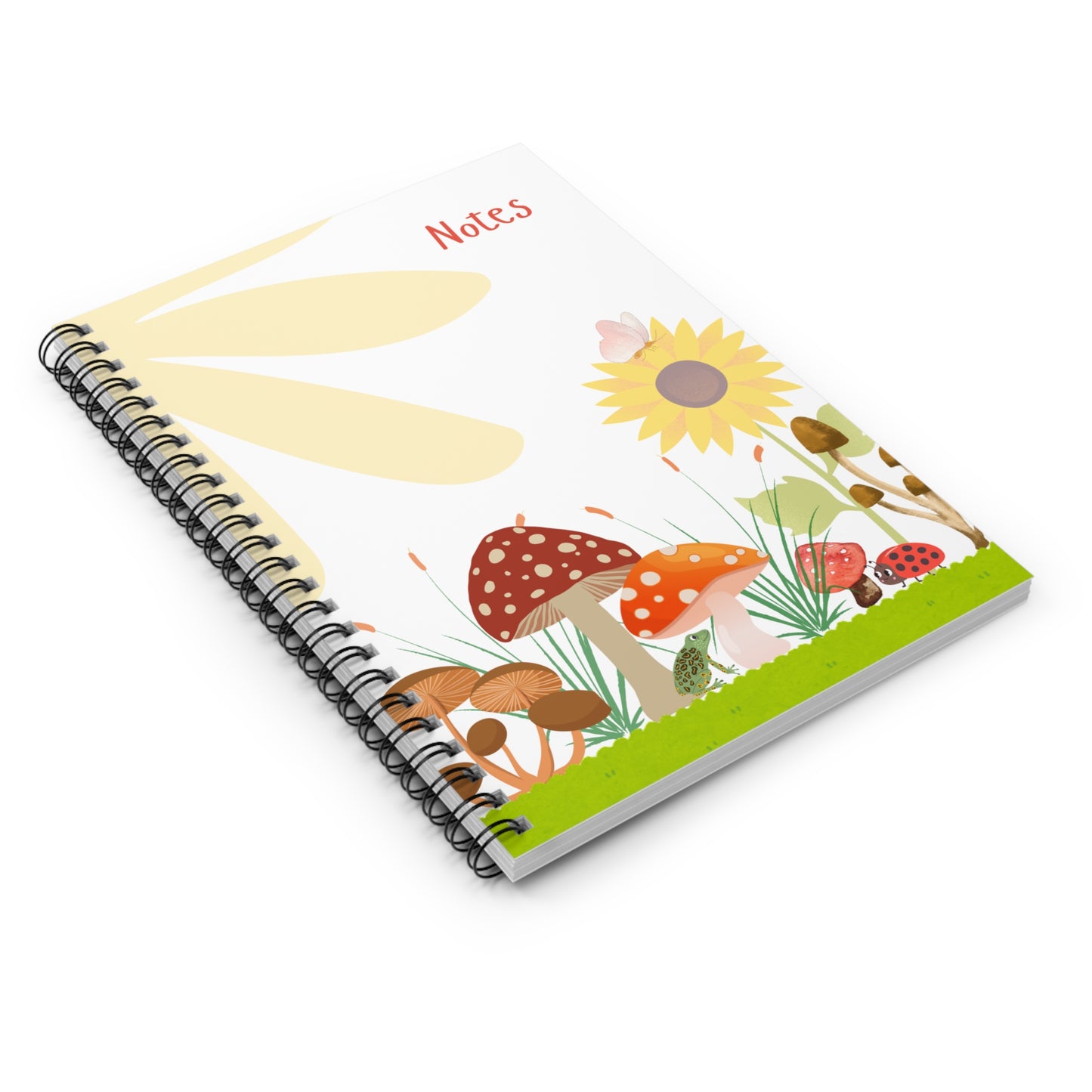 Whimsical Flower and Mushroom Spiral Notebook Journal - Perfect for Notes, Nature Lovers, & Back to School