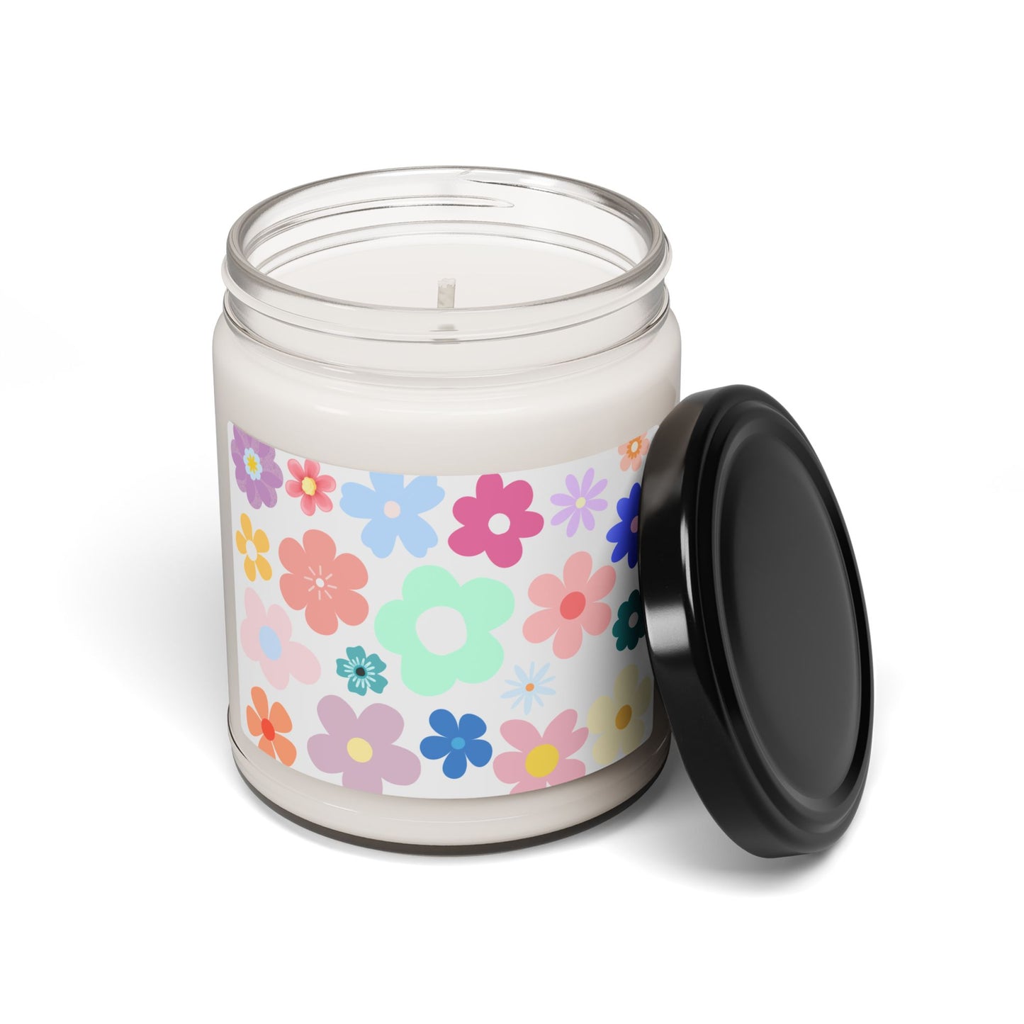 Cute Flowers Design Scented Soy Candle (Choose your scent) - 9oz | Perfect Home Decor & Gift for Any Occasion