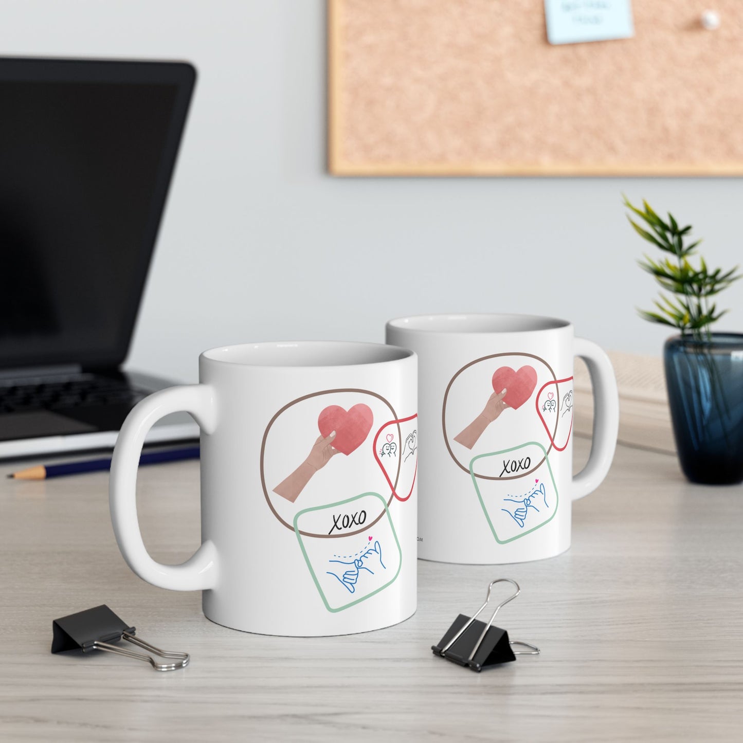 Ceramic XOXO Mug Coffee Tea Cup for Valentine's Day - 11oz