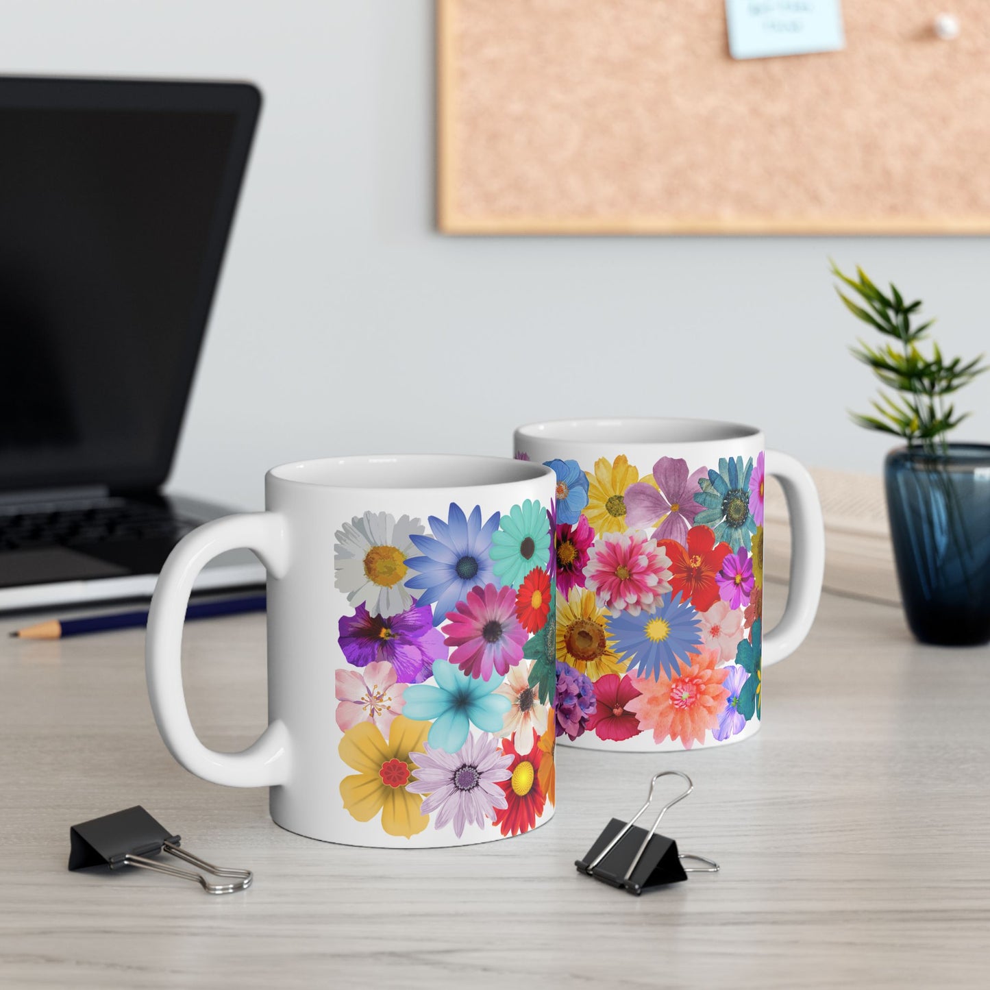 Floral Ceramic Mug - Colorful Flower Design - Perfect Gift for Garden Lovers