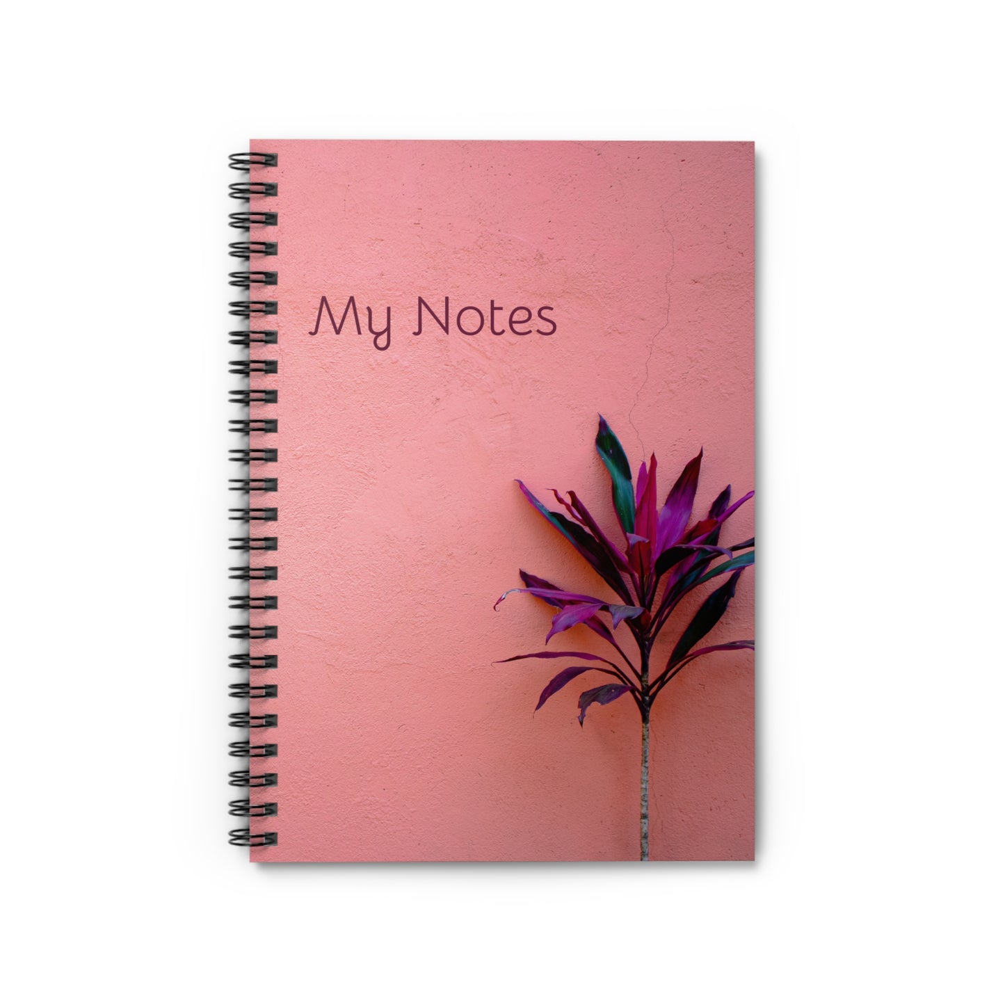 My Notes Spiral Notebook Journal - Stylish Pink Cover with Plant Design for Students & Organizers