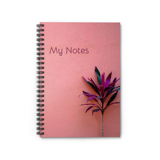 My Notes Spiral Notebook Journal - Stylish Pink Cover with Plant Design for Students & Organizers