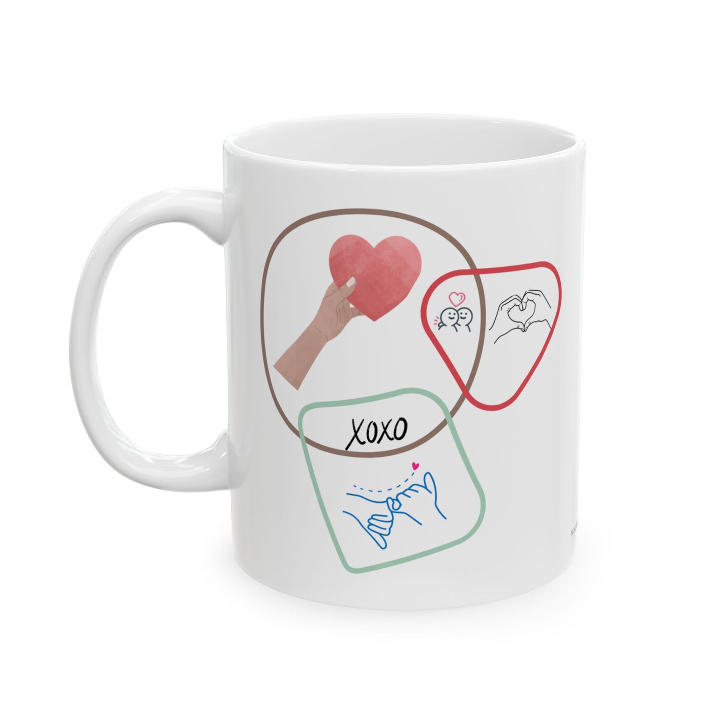 Ceramic XOXO Mug Coffee Tea Cup for Valentine's Day - 11oz