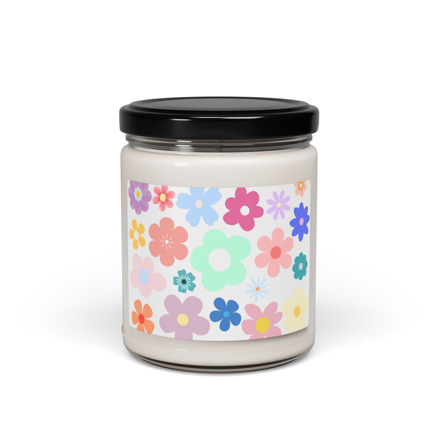 Cute Flowers Design Scented Soy Candle (Choose your scent) - 9oz | Perfect Home Decor & Gift for Any Occasion