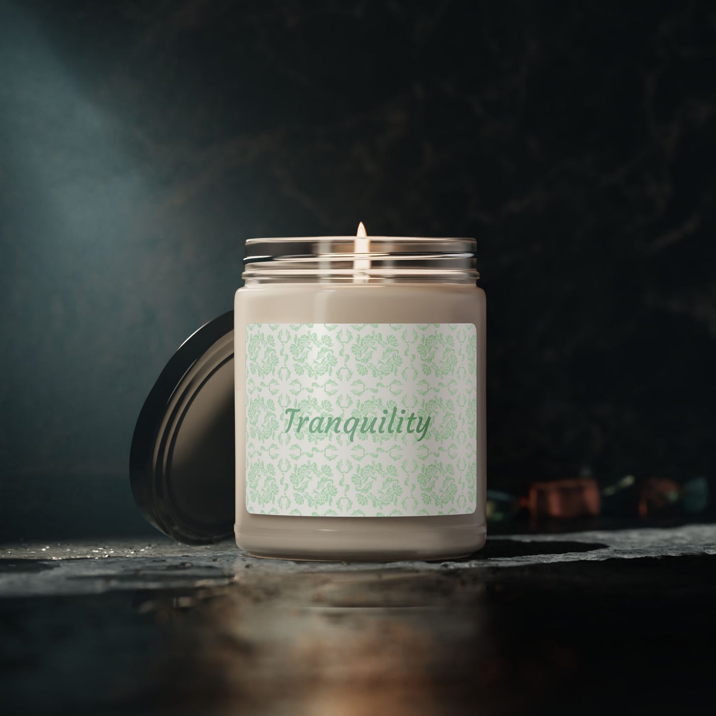 Tranquility Scented Soy Candle (Choose your scent) - Green Filigree 9oz Relaxing Home Fragrance