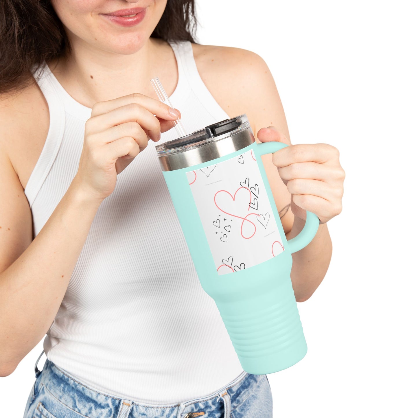 Heartfelt Insulated Travel Mug - 40oz Love Design for Coffee & Tea Enthusiasts