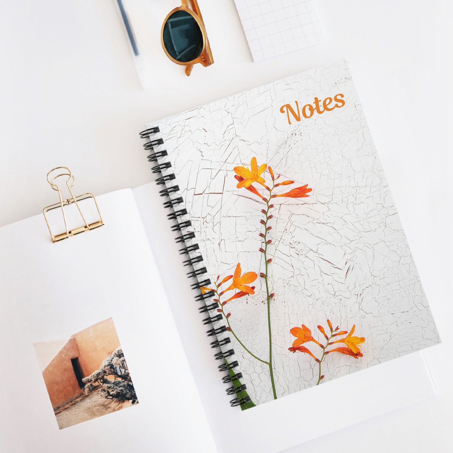 Orange Flower Spiral Notebook Journal- Ruled Lines for Creative Notes