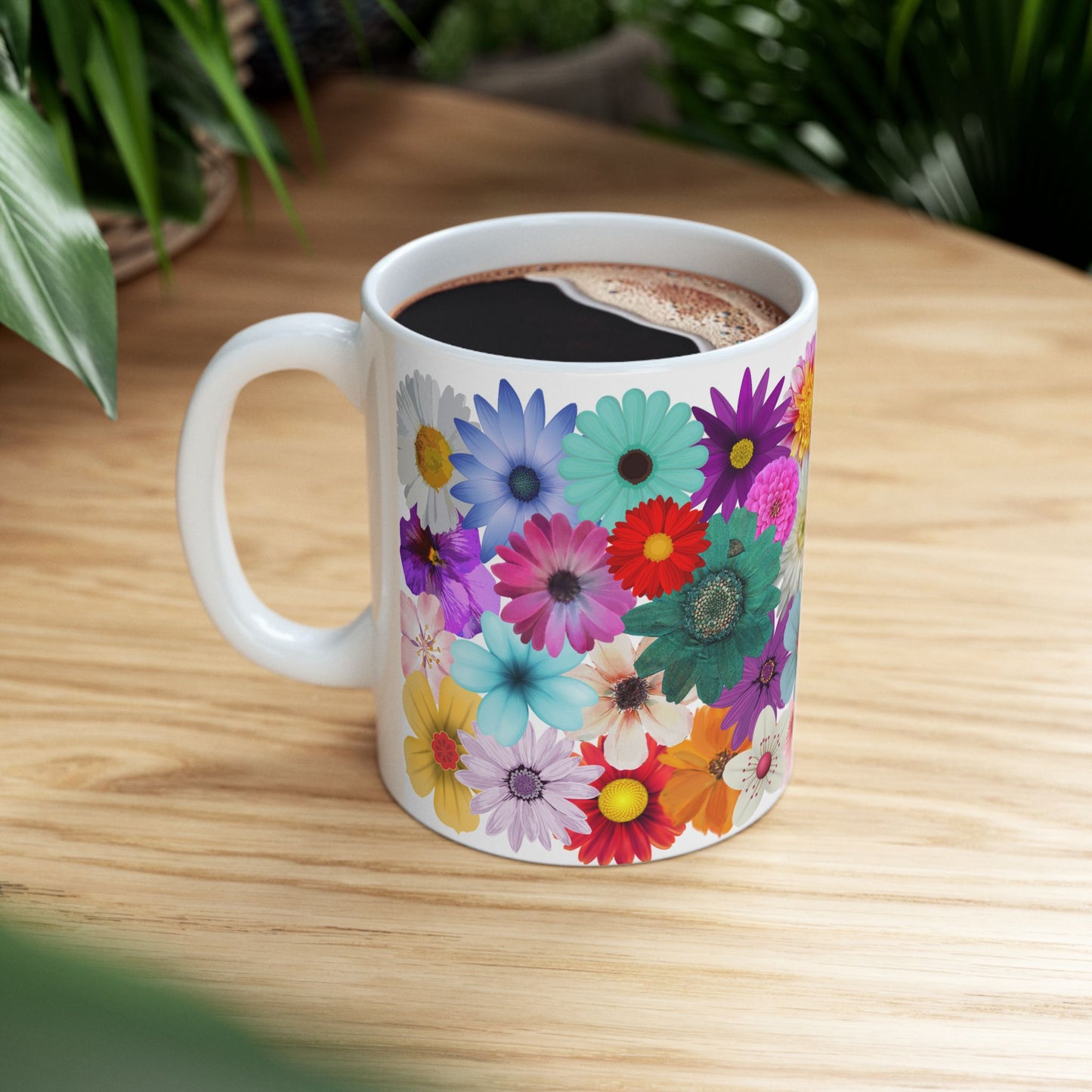 Floral Ceramic Mug - Colorful Flower Design - Perfect Gift for Garden Lovers